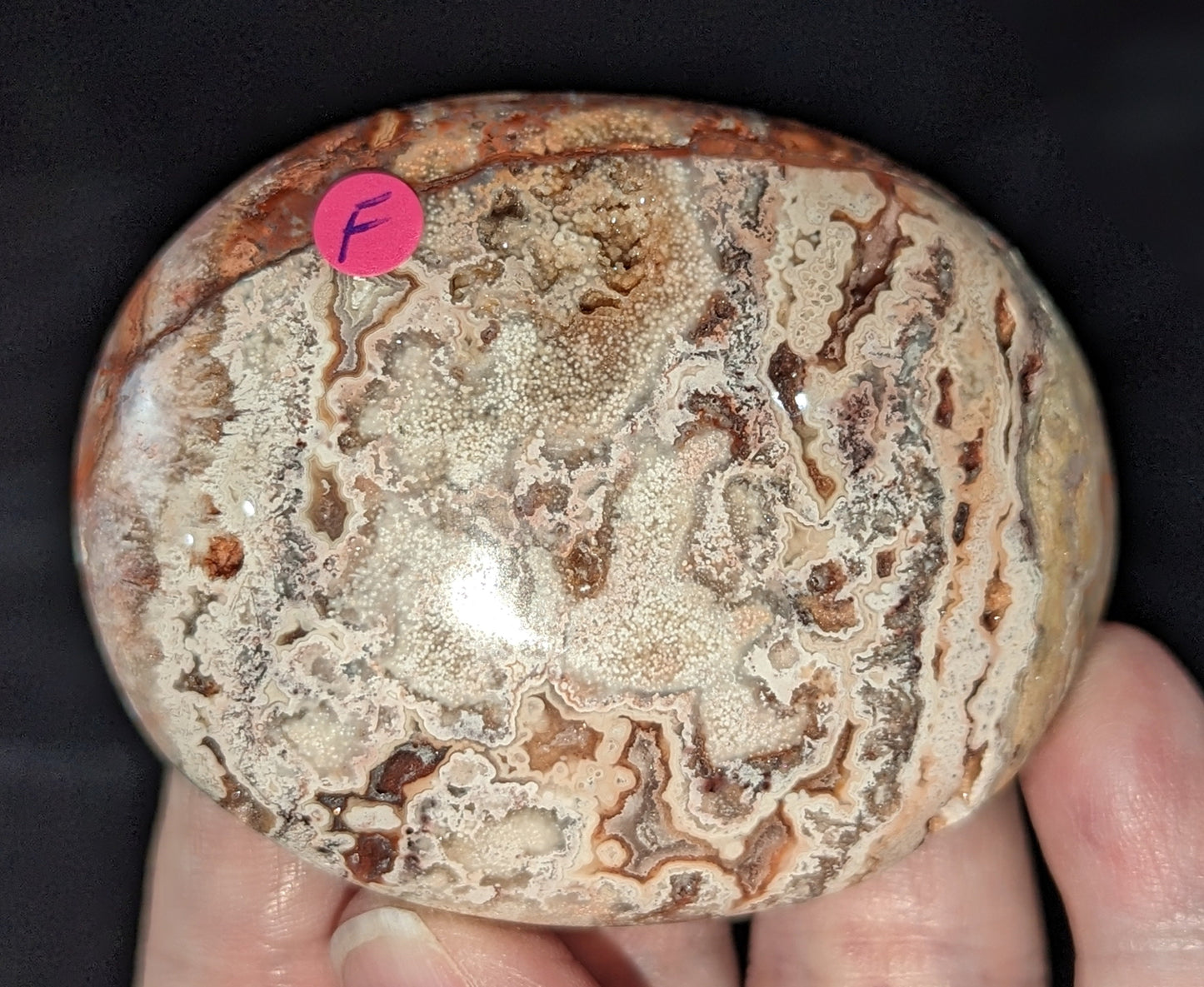 Druzy Pink Crazy Lace Agate Palms and Hearts