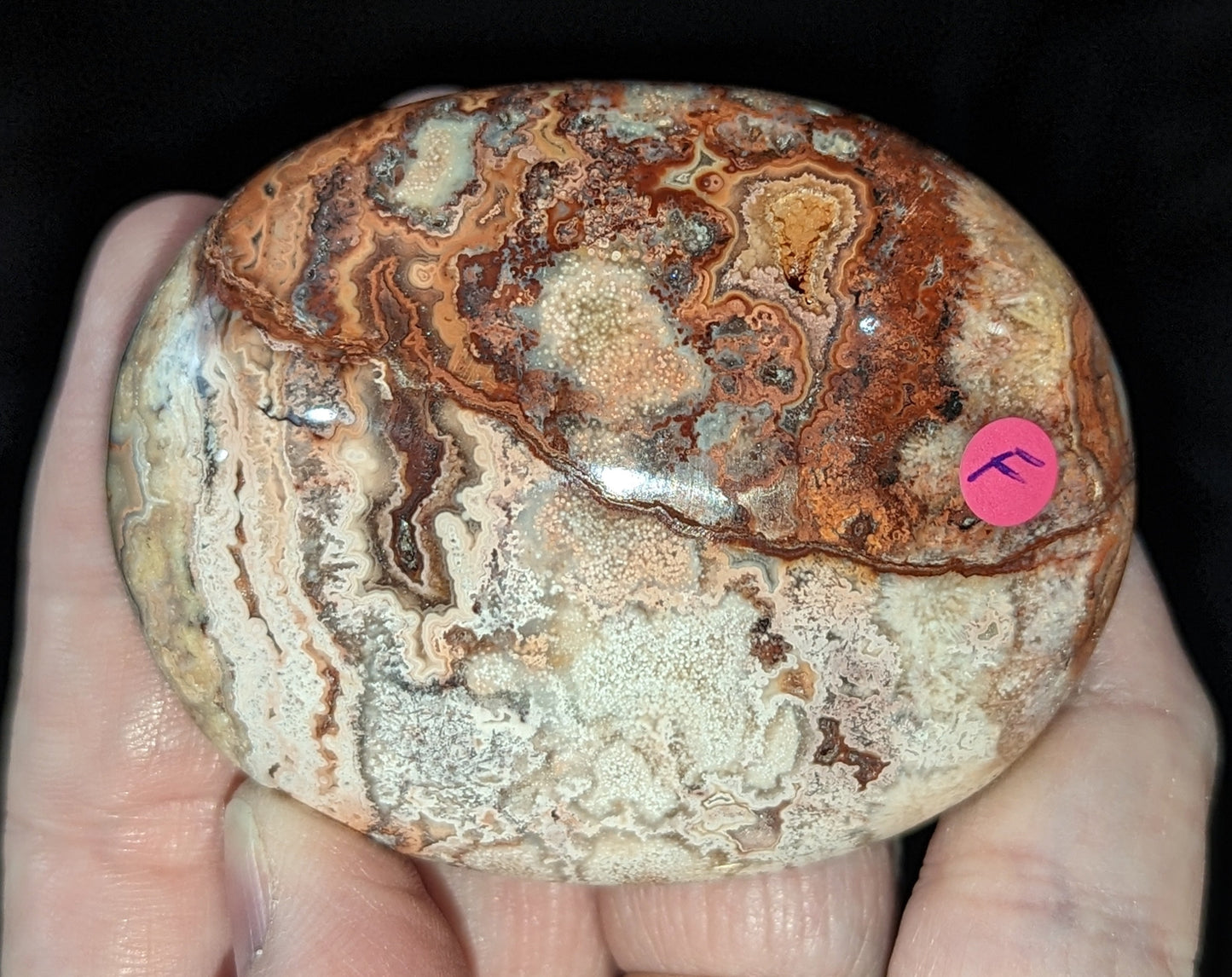 Druzy Pink Crazy Lace Agate Palms and Hearts