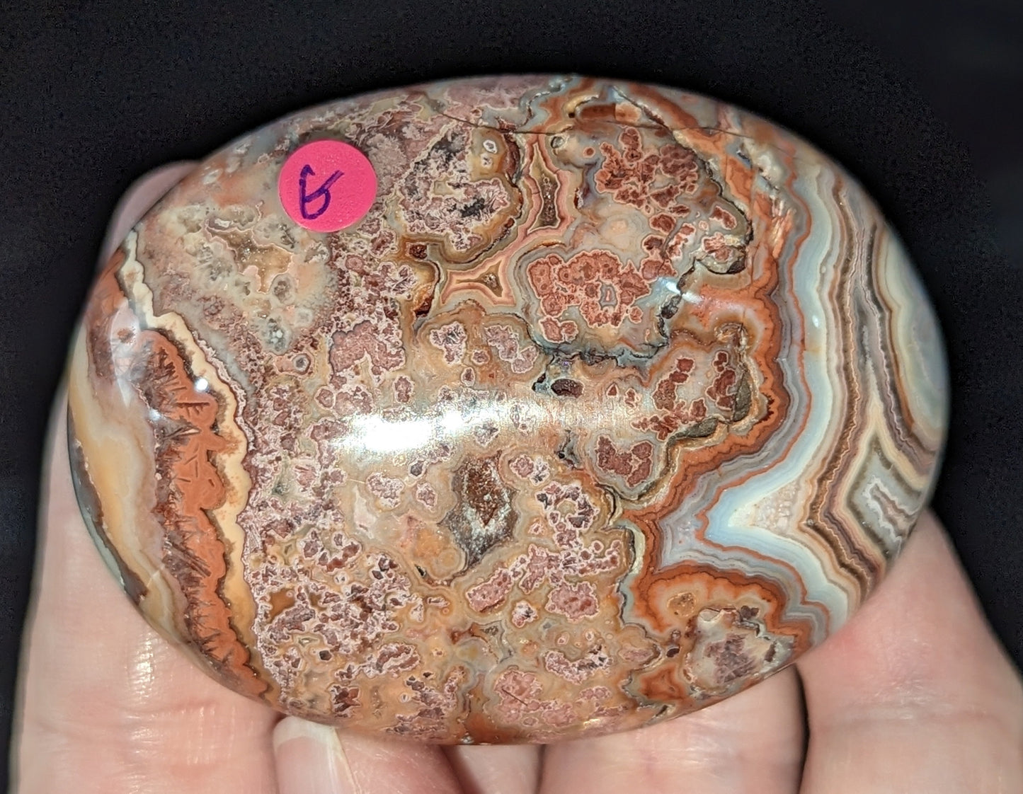 Druzy Pink Crazy Lace Agate Palms and Hearts