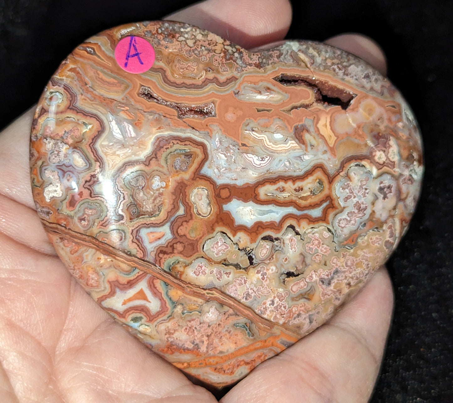 Druzy Pink Crazy Lace Agate Palms and Hearts