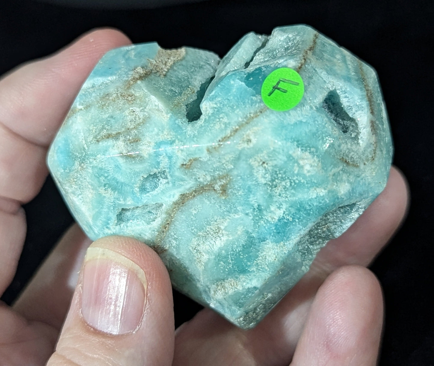 Blue Aragonite and Smithsonite Hearts ~ Aragonite Heart Stone ~ Blue Heart Stones ~ Polished Blue Aragonite