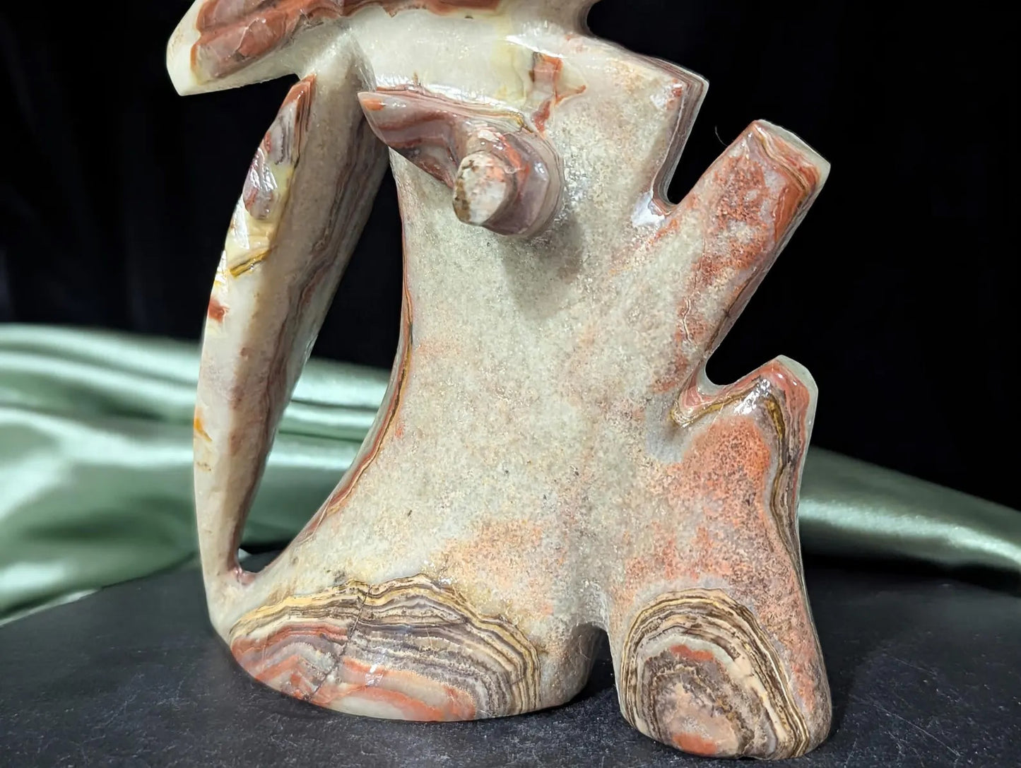 Pink Banded Onyx Parrot Figurine