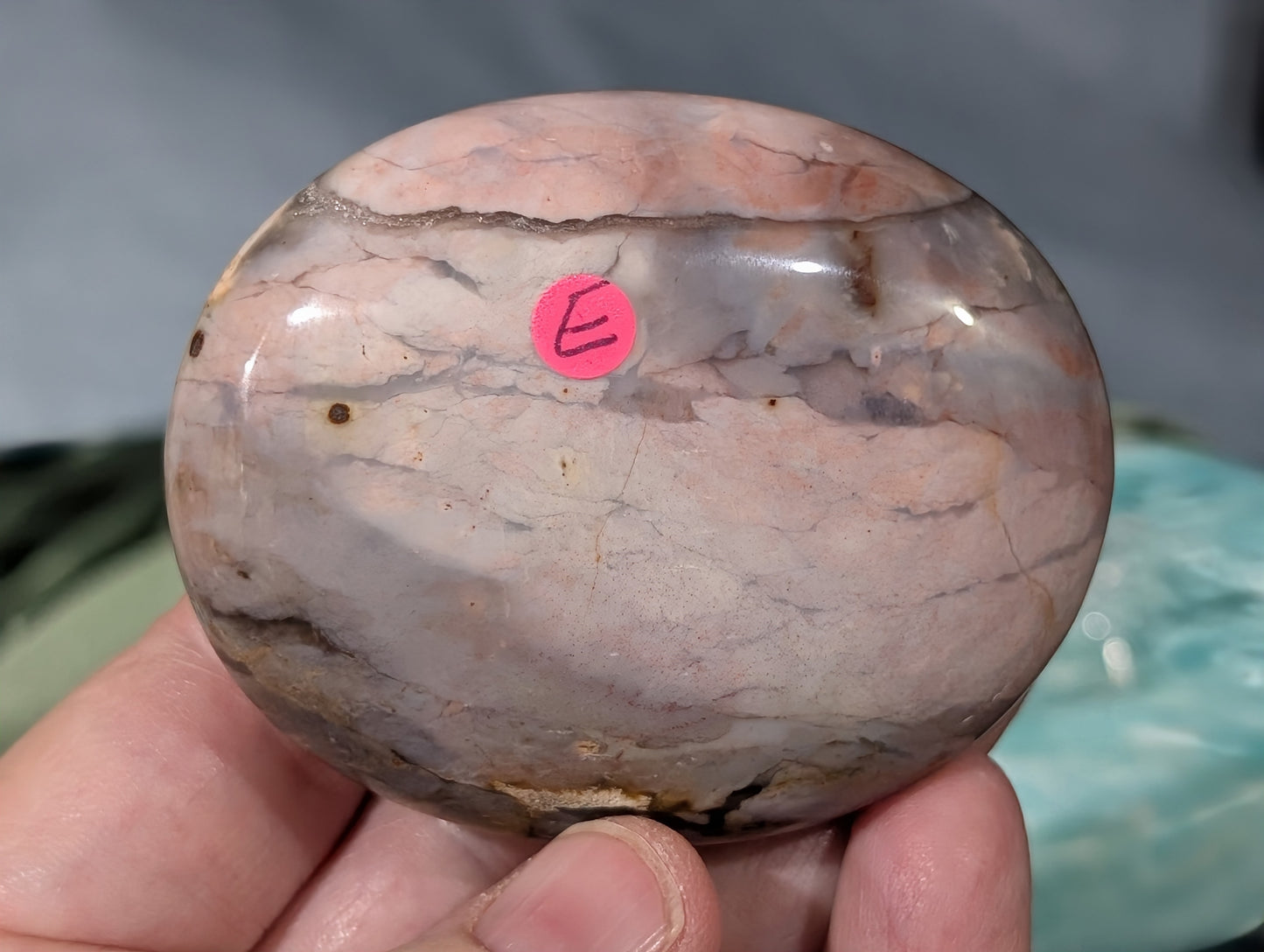 Pink Chalcedony Palm Stone