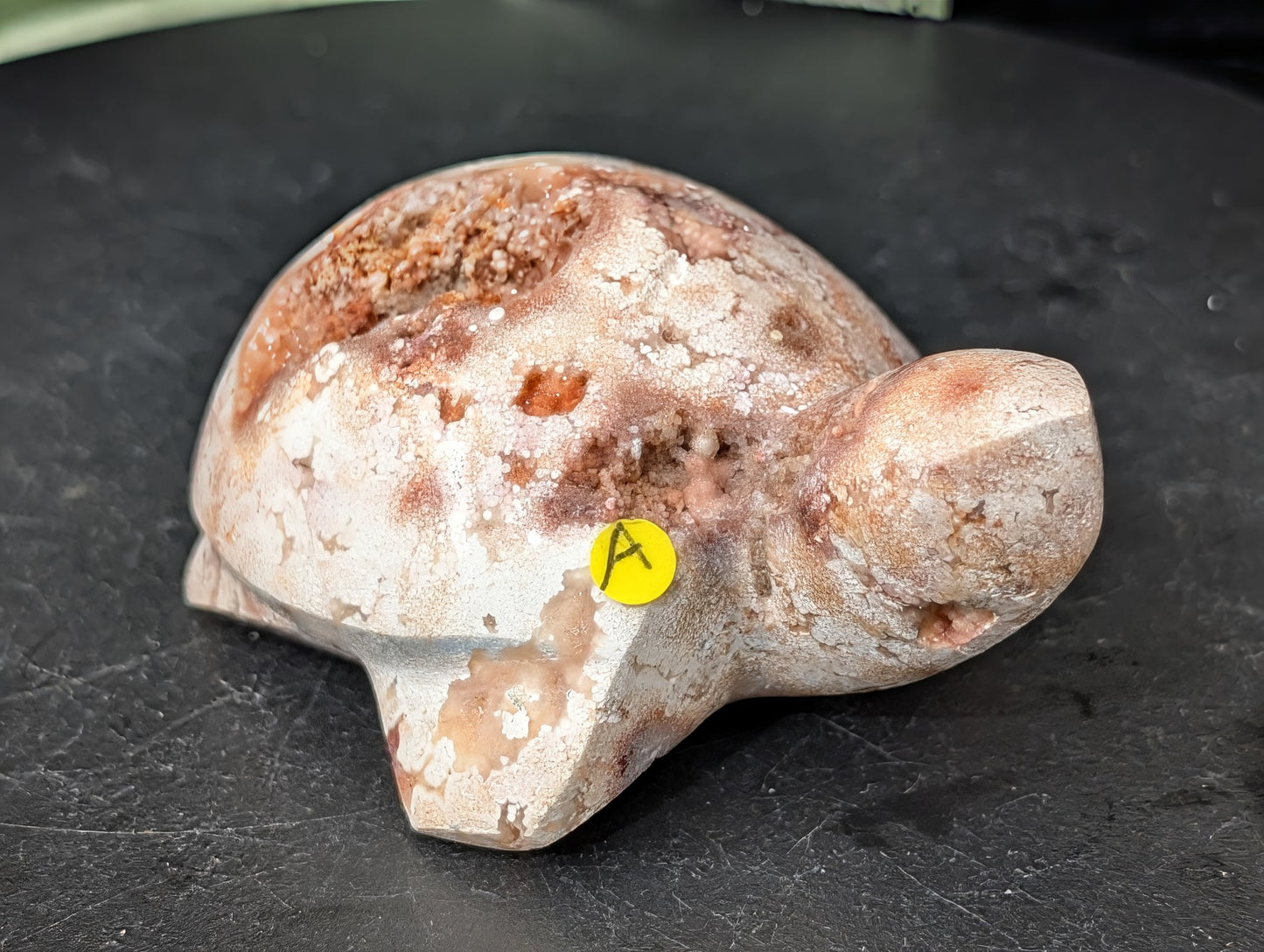 Pink Crazy Lace Agate Turtle Figurine