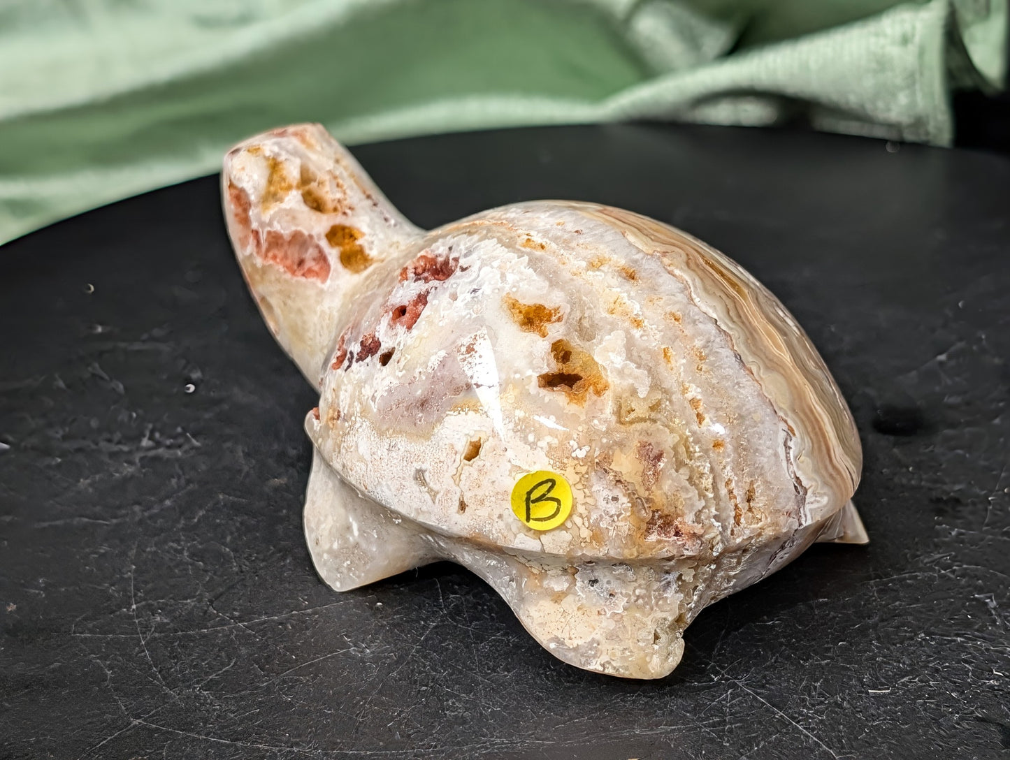Pink Crazy Lace Agate Turtle Figurine