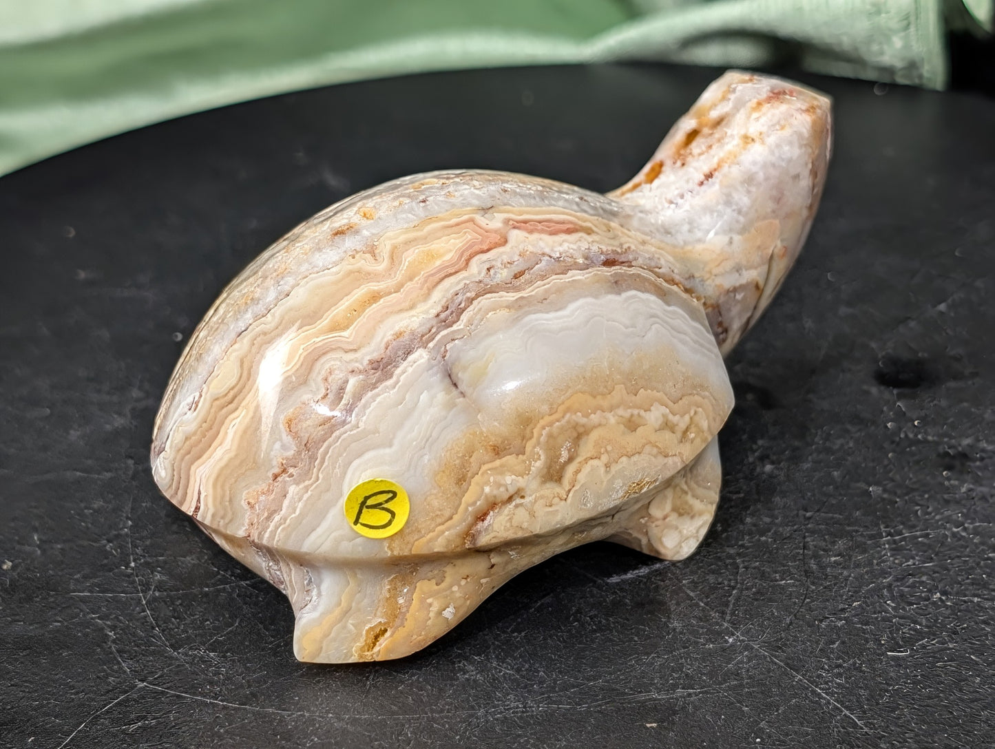 Pink Crazy Lace Agate Turtle Figurine