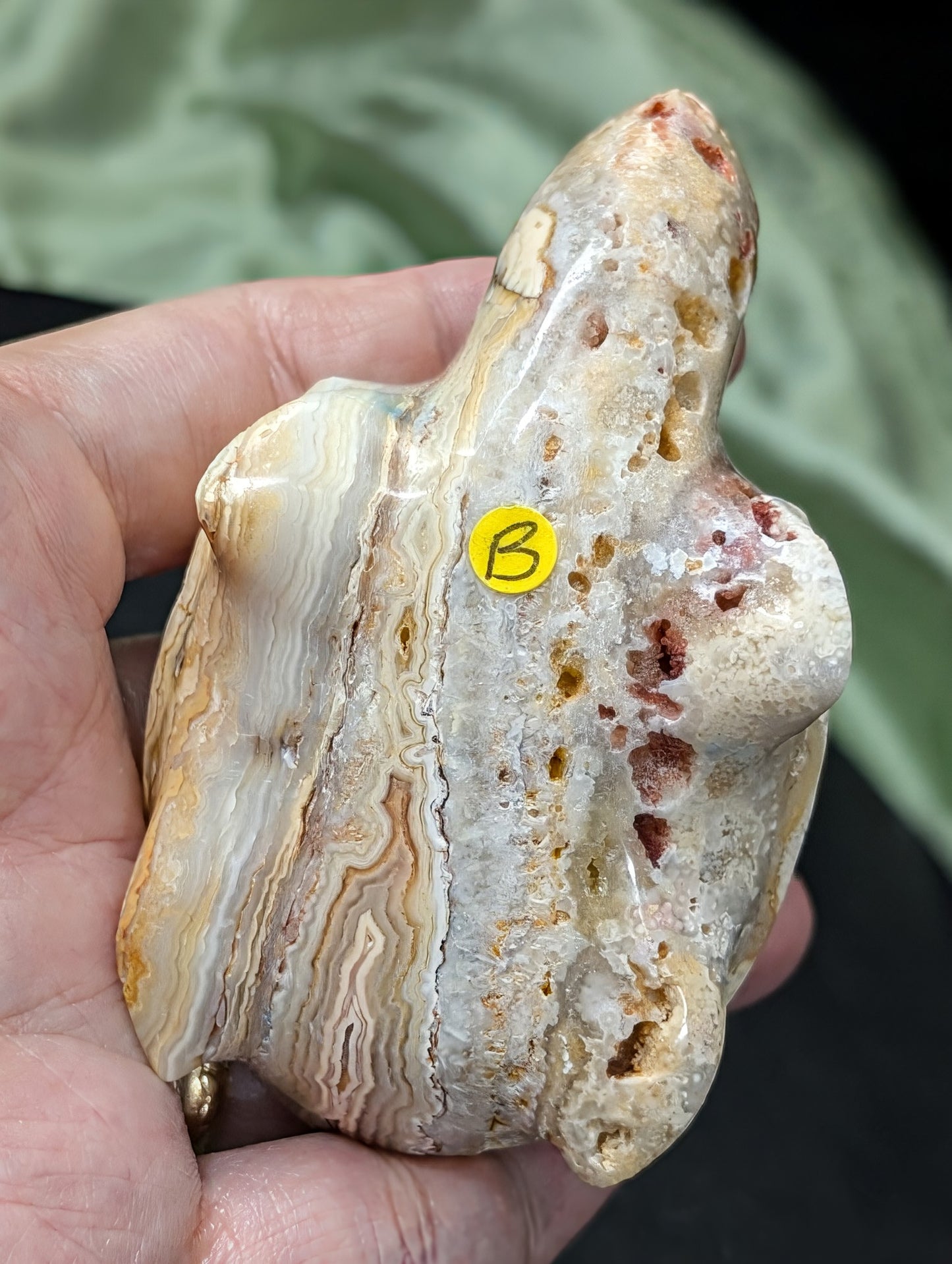 Pink Crazy Lace Agate Turtle Figurine