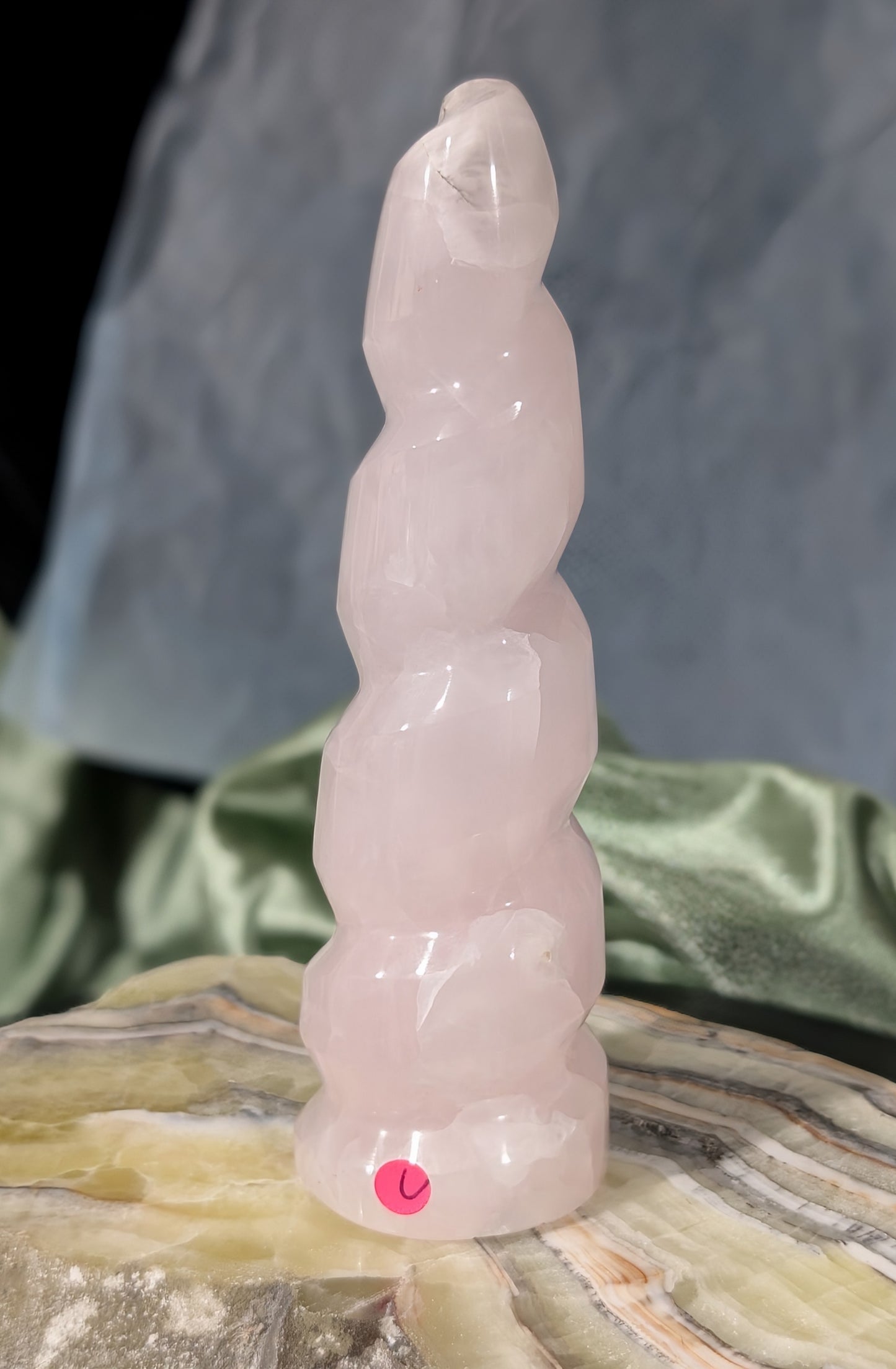 Pink Mangano Calcite Unicorn Horn
