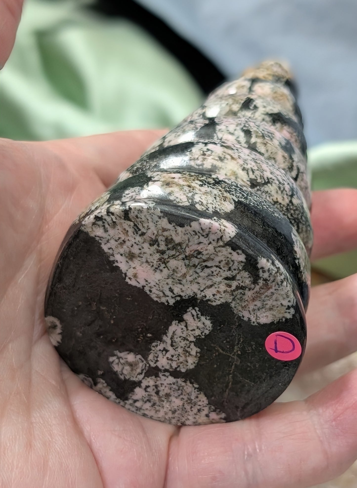 Pink Snowflake Jade Unicorn Horn