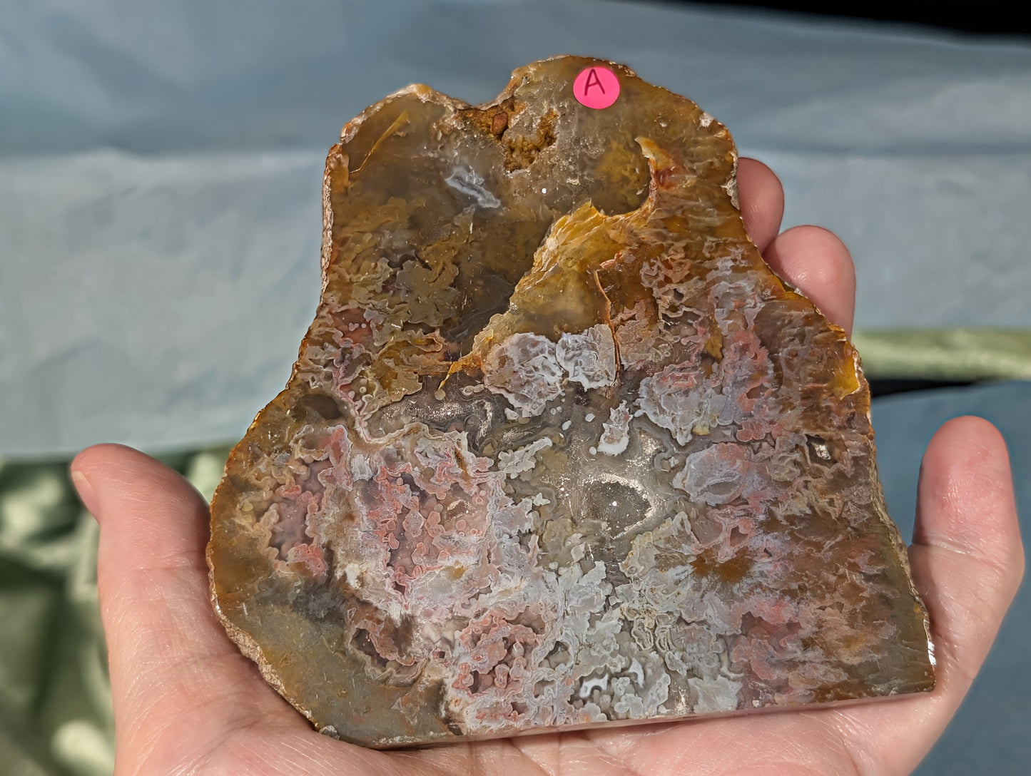 Polished Pink Moss Agate Slab