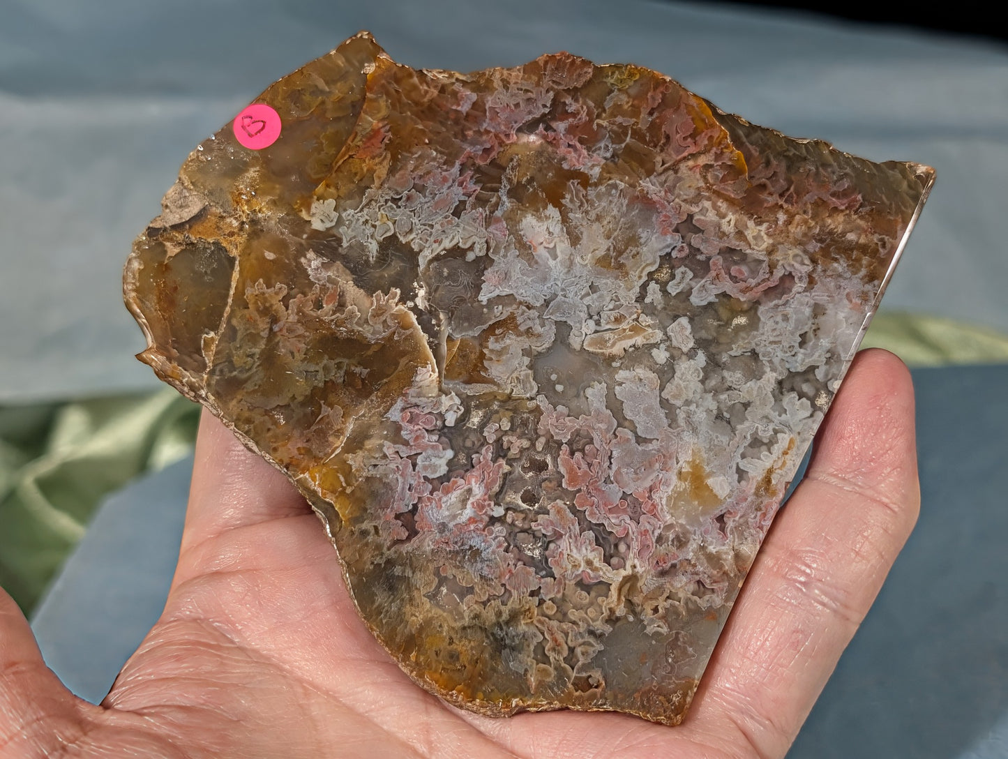 Polished Pink Moss Agate Slab