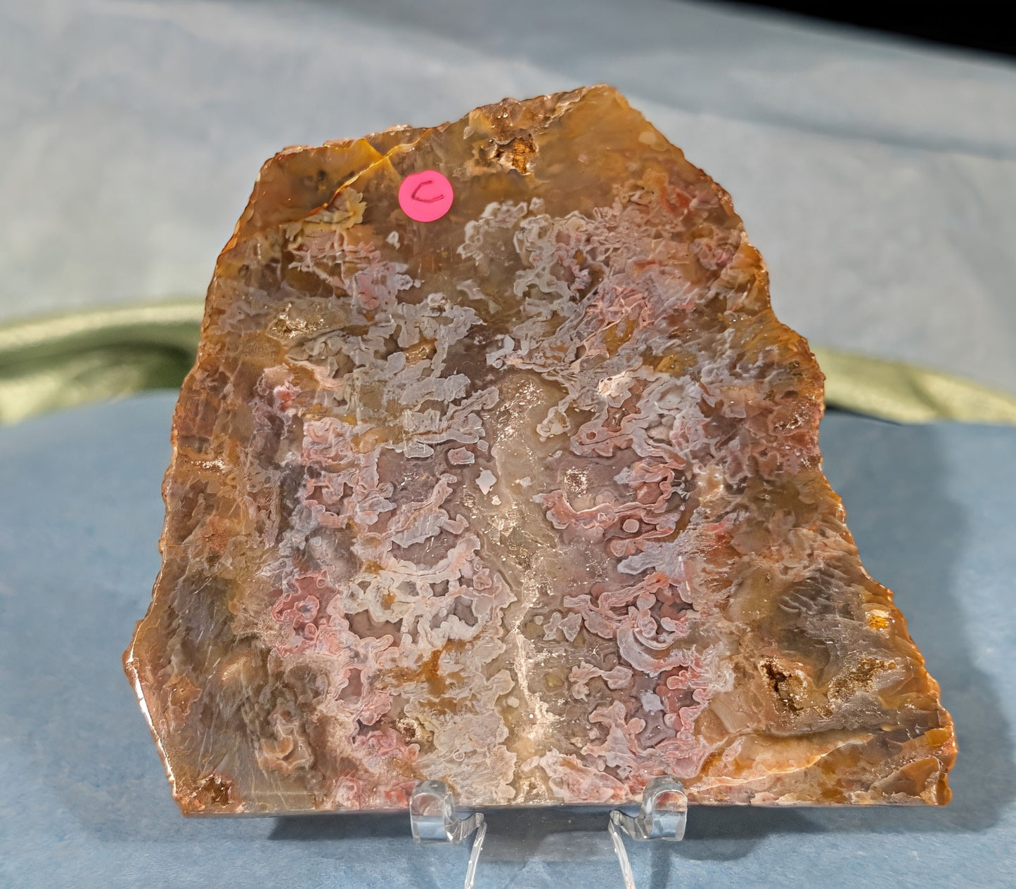 Polished Pink Moss Agate Slab