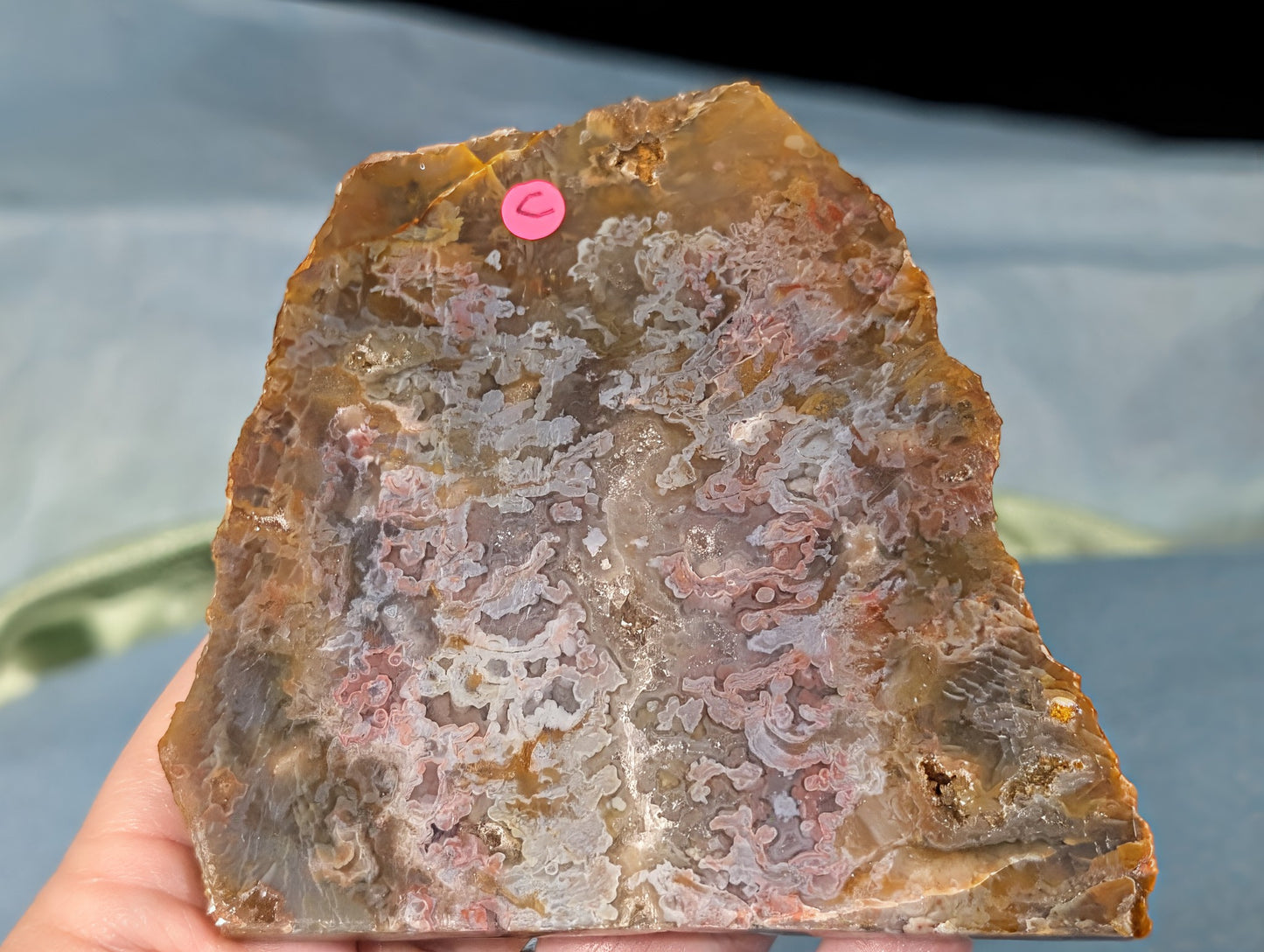 Polished Pink Moss Agate Slab
