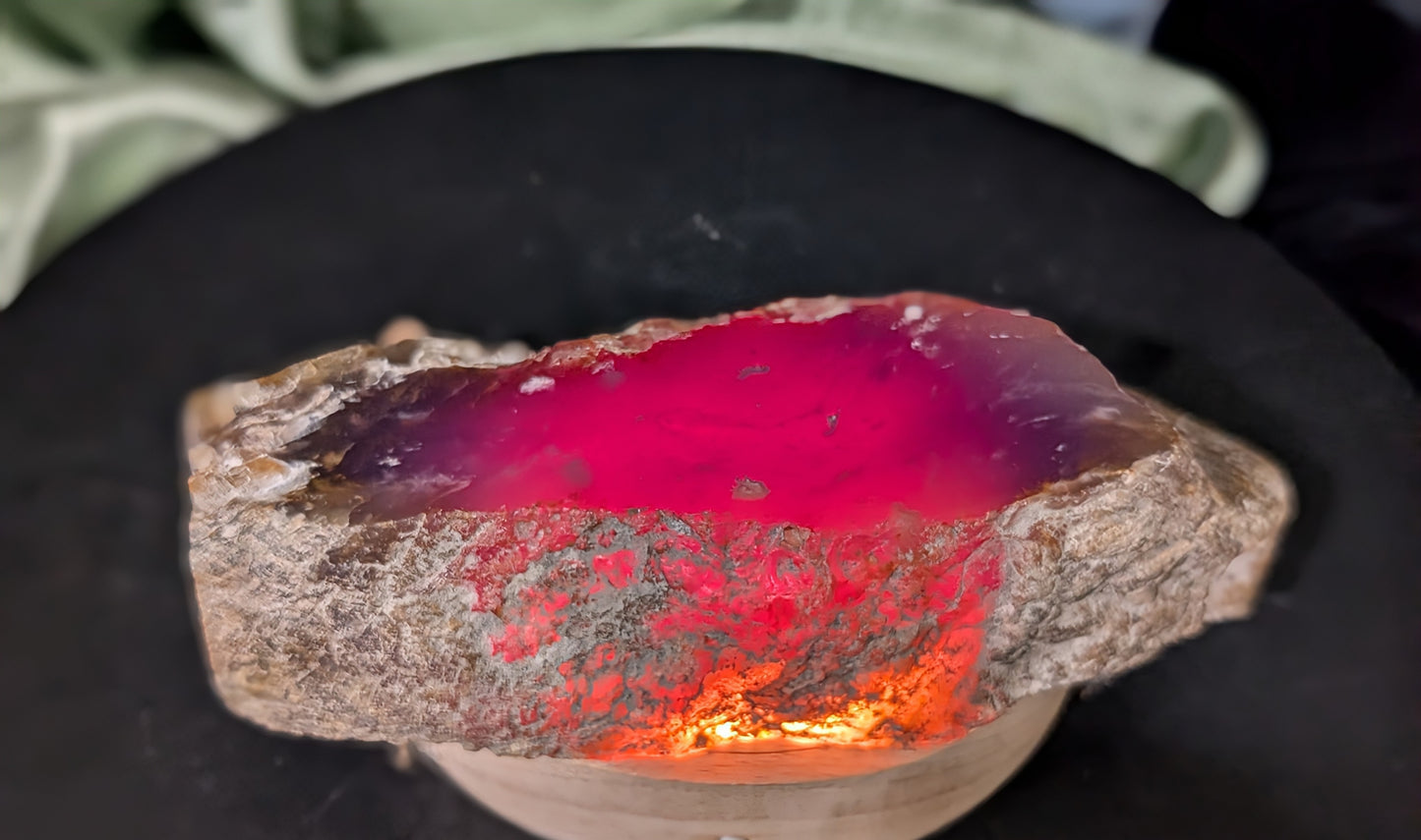 Purple Chalcedony Raw Edge Free Standing Slab