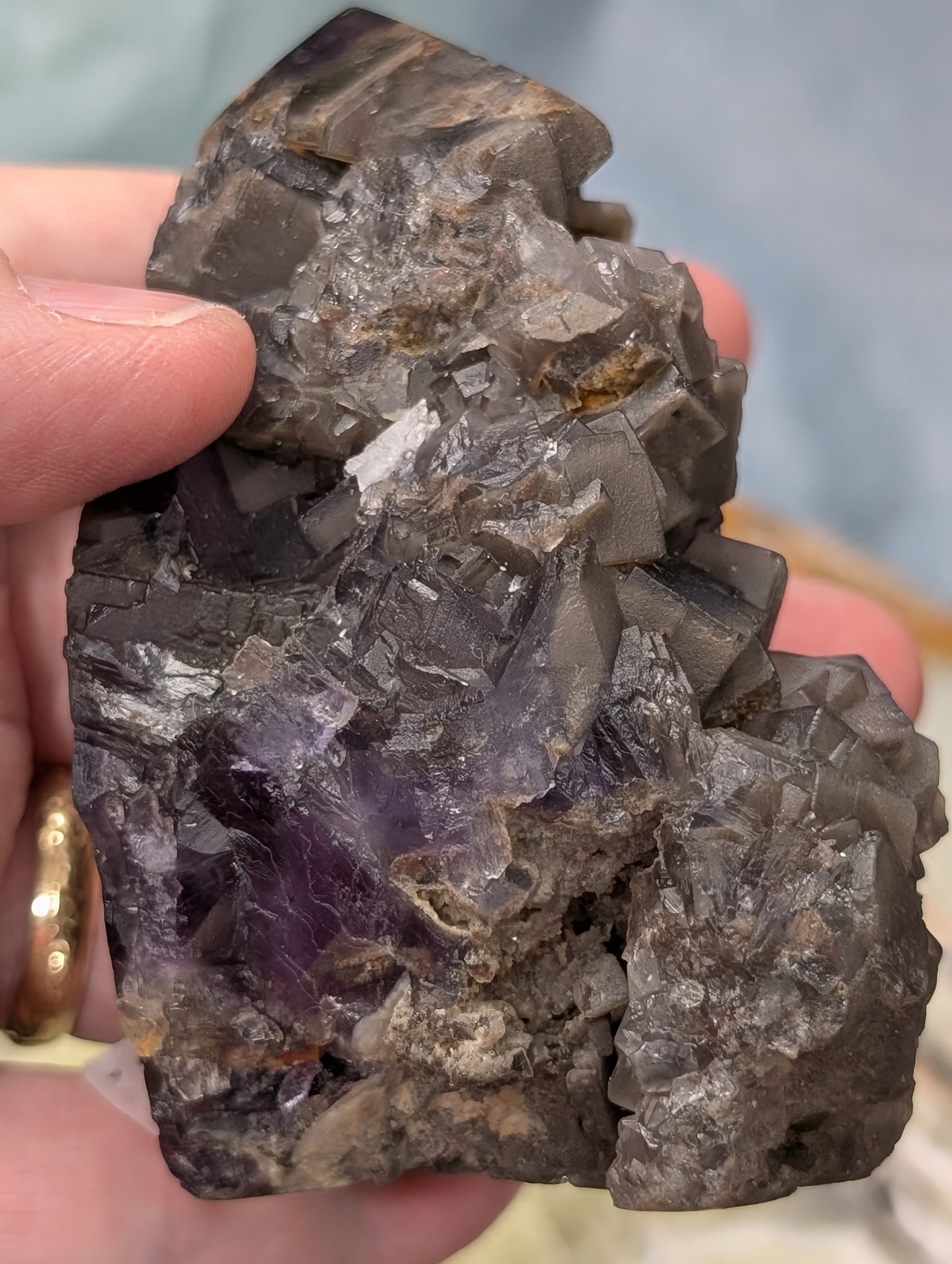 Raw Cubic Purple Fluorite Specimen Tower