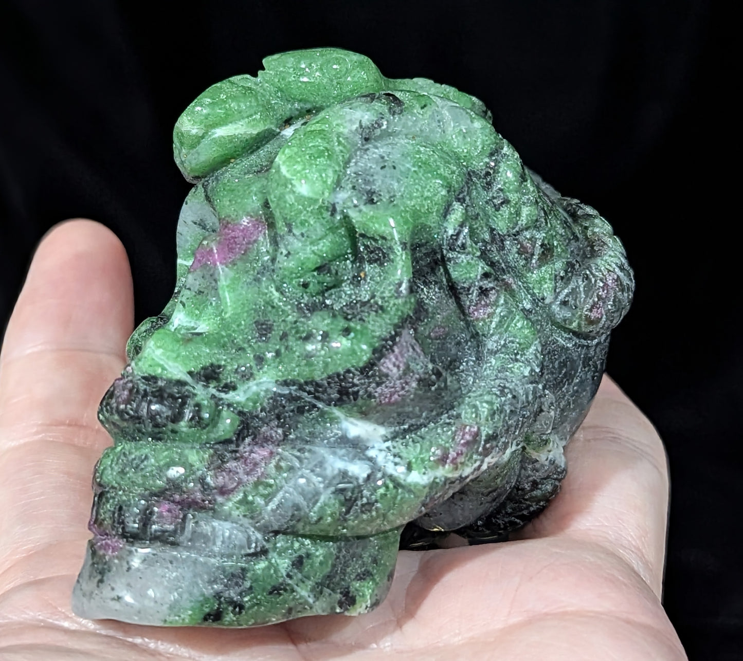 Ruby in Zoisite Skull Carving