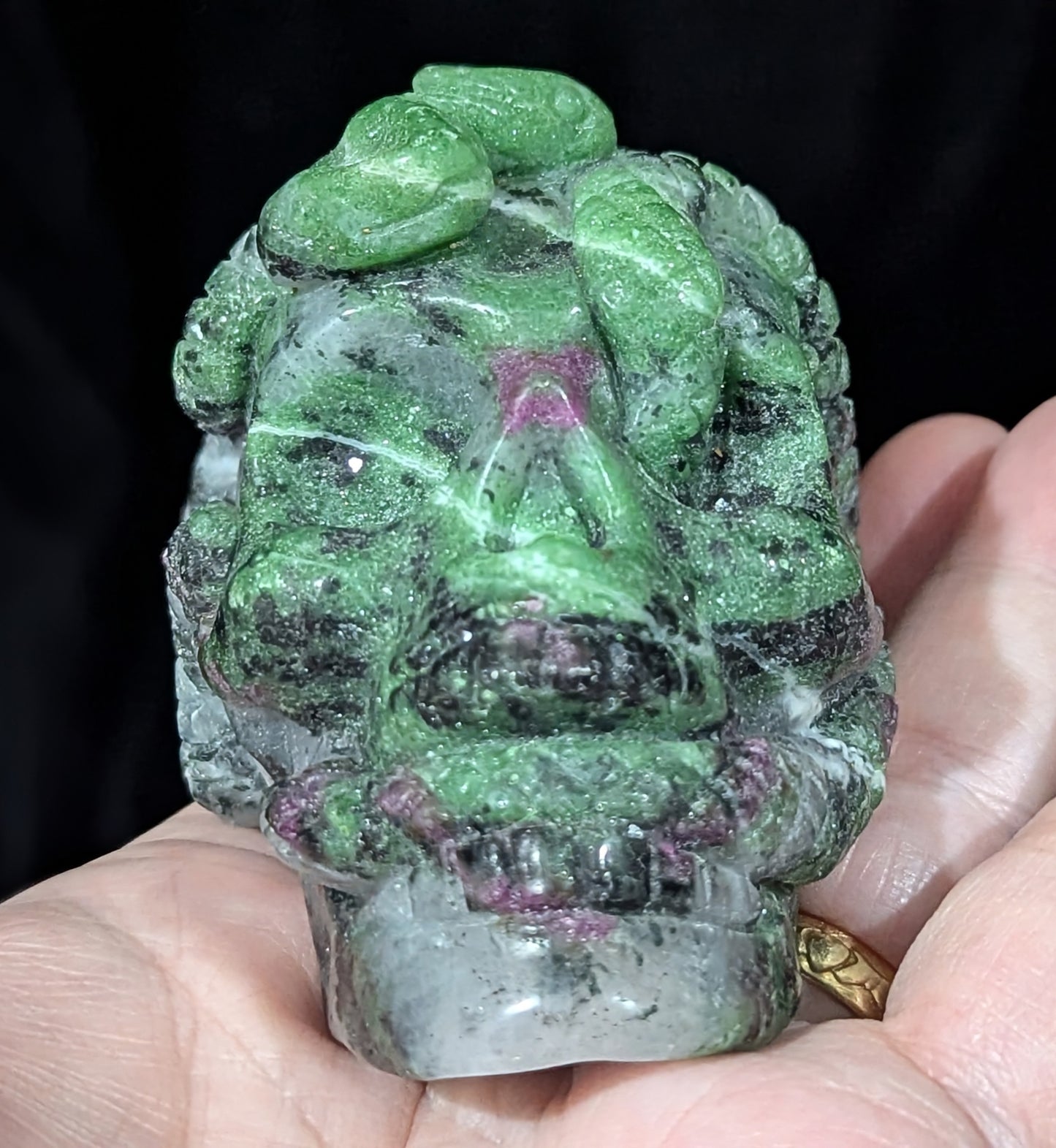 Ruby in Zoisite Skull Carving
