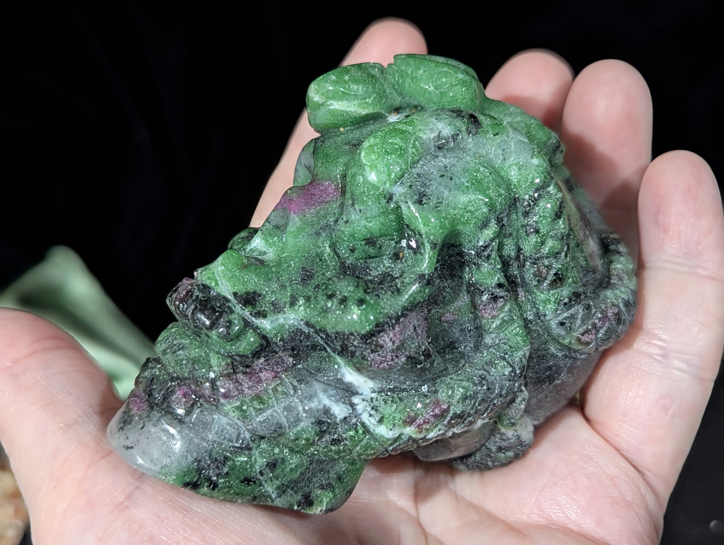 Ruby in Zoisite Skull Carving