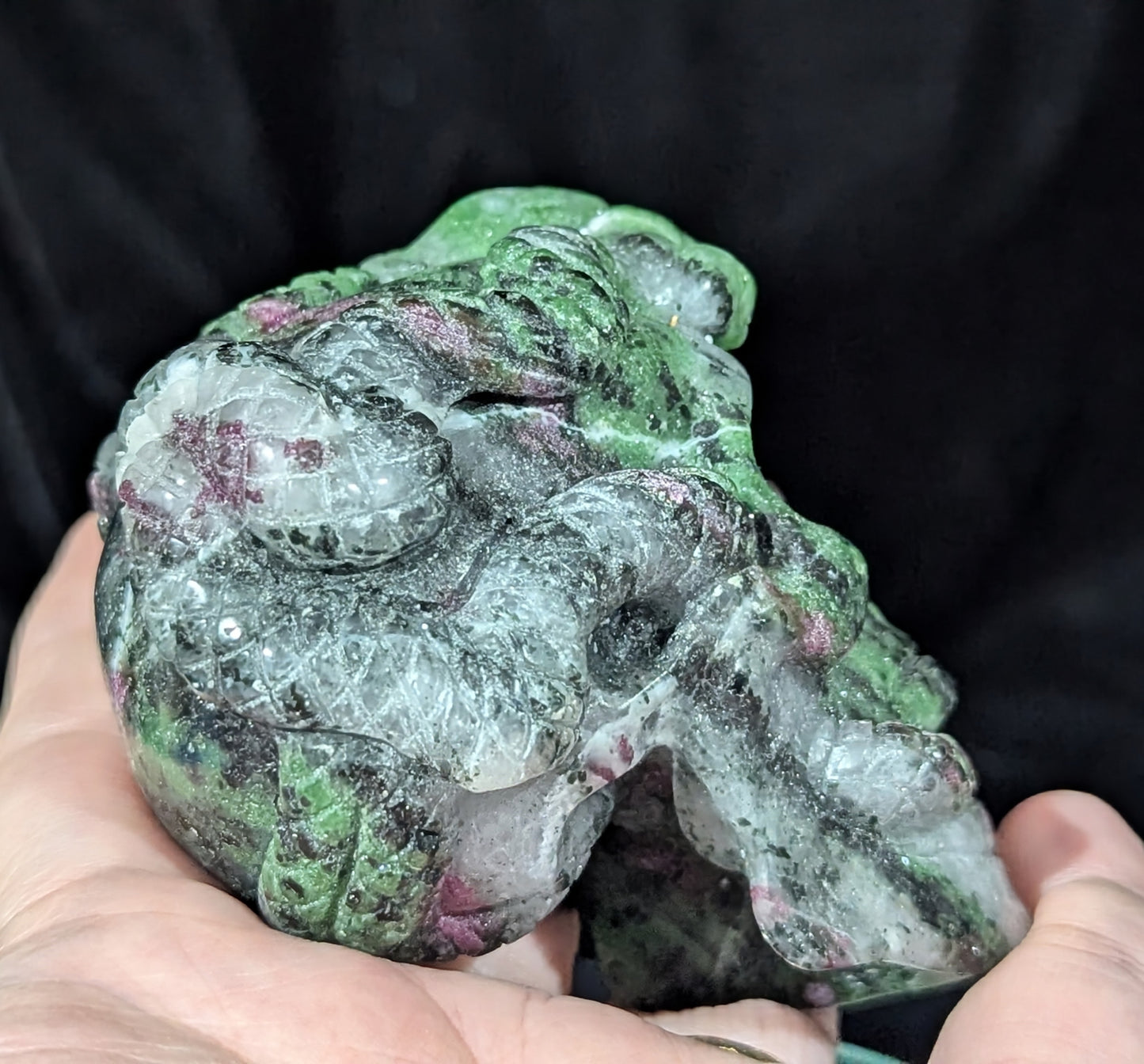 Ruby in Zoisite Skull Carving