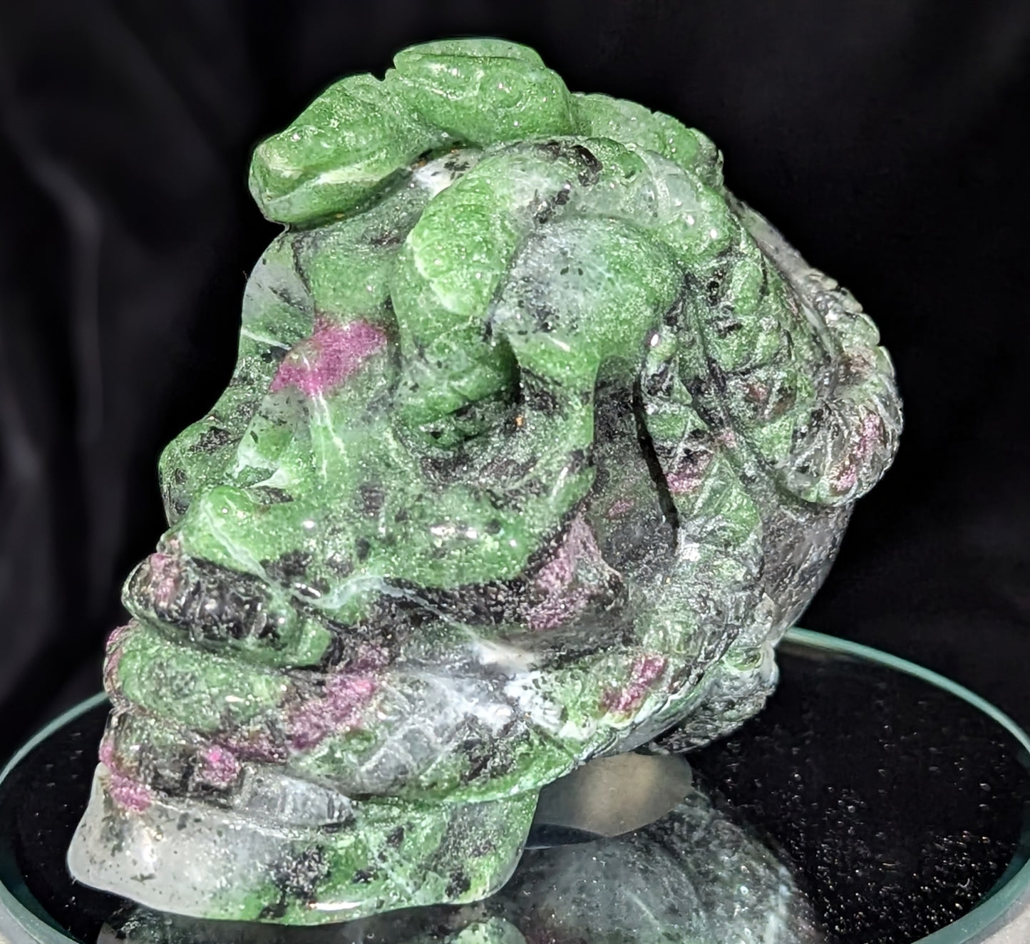 Ruby in Zoisite Skull Carving