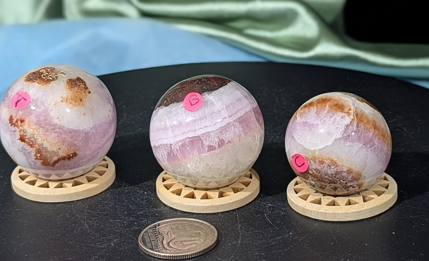 Small Pink Aragonite Spheres