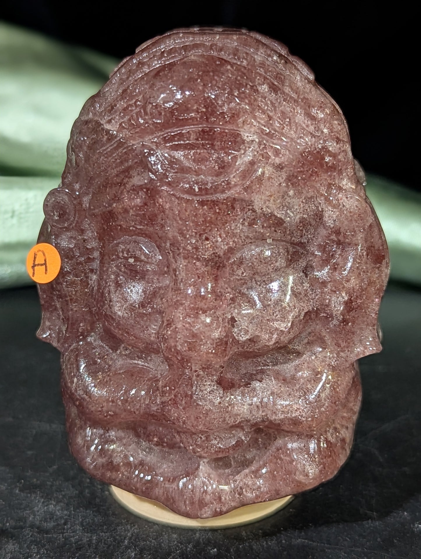 Strawberry Quartz Ganesha Figurine