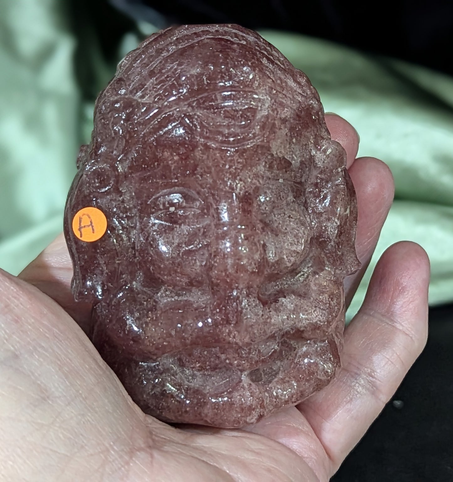 Strawberry Quartz Ganesha Figurine