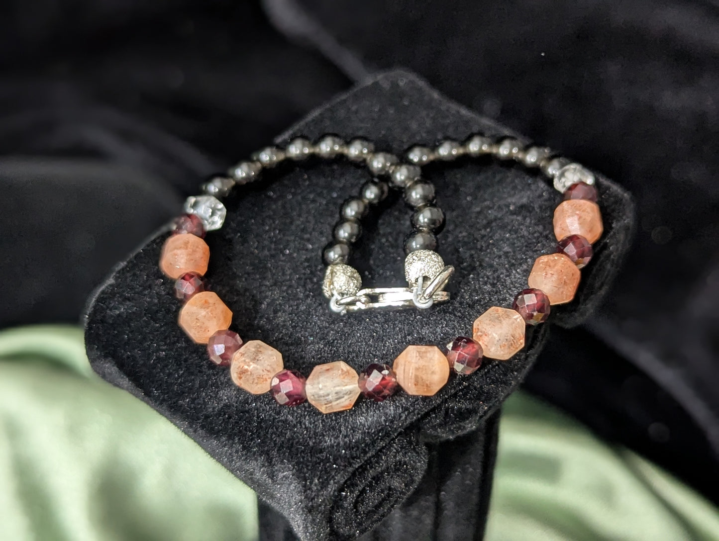 Sunstone and Garnet Bracelet