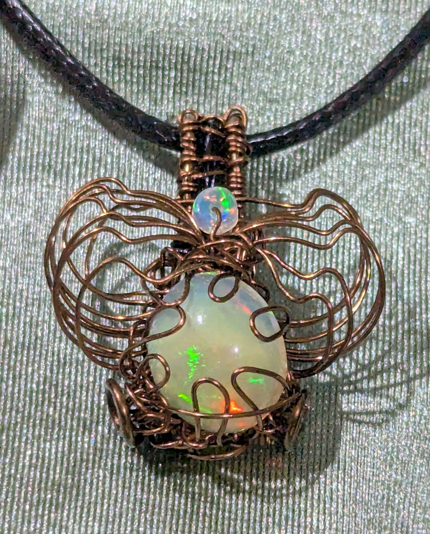 Wire Wrapped Fire Opal Pendant