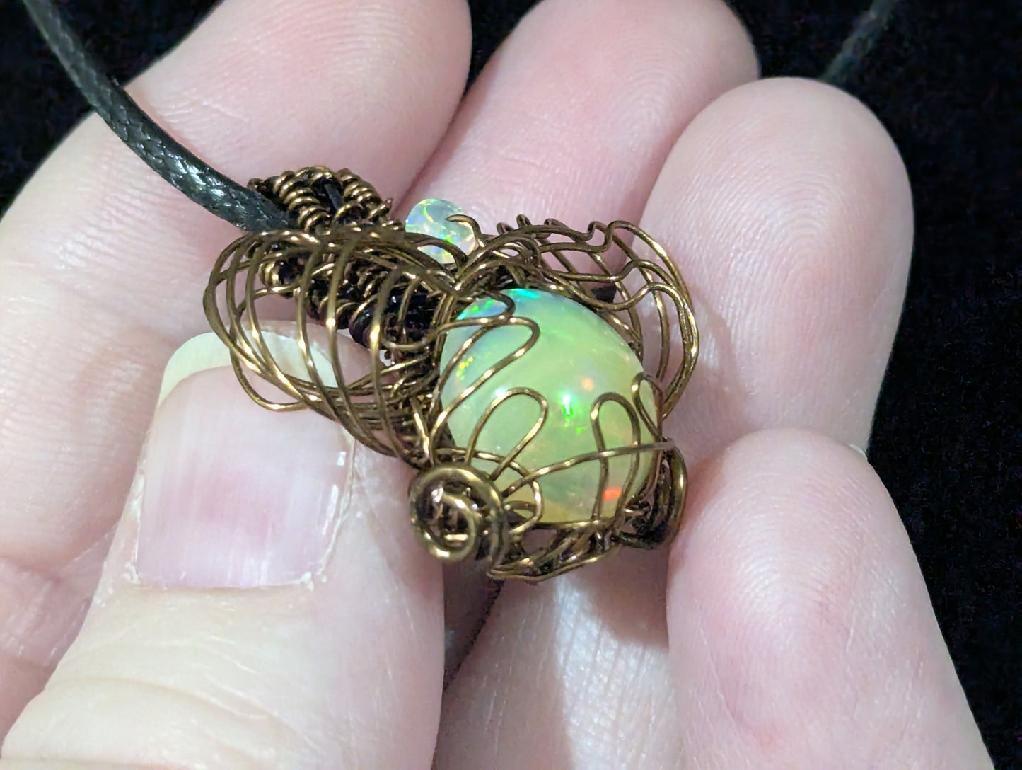 Wire Wrapped Fire Opal Pendant