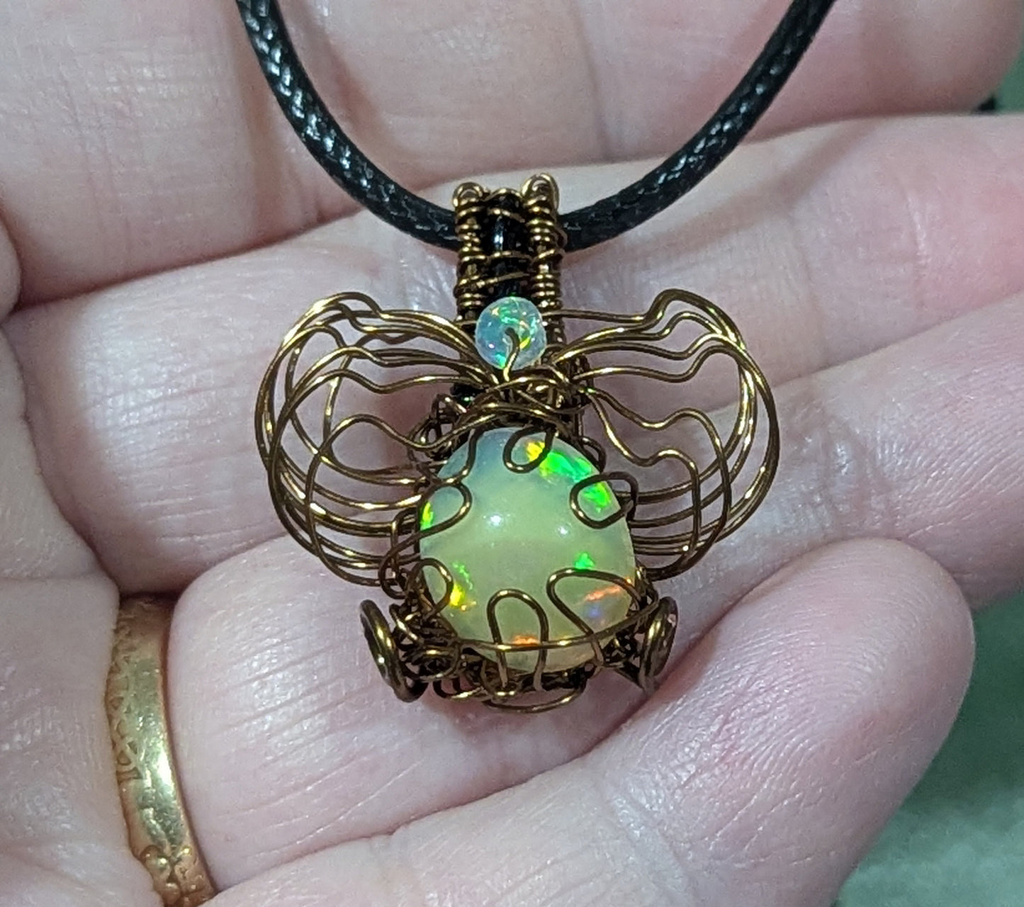 Fire Opal Firefly Pendant