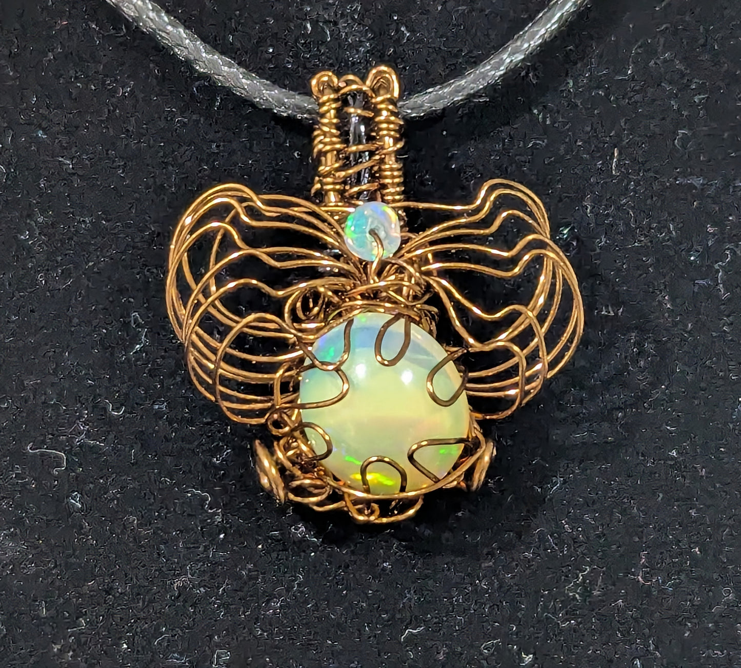 Wire Wrapped Fire Opal Pendant