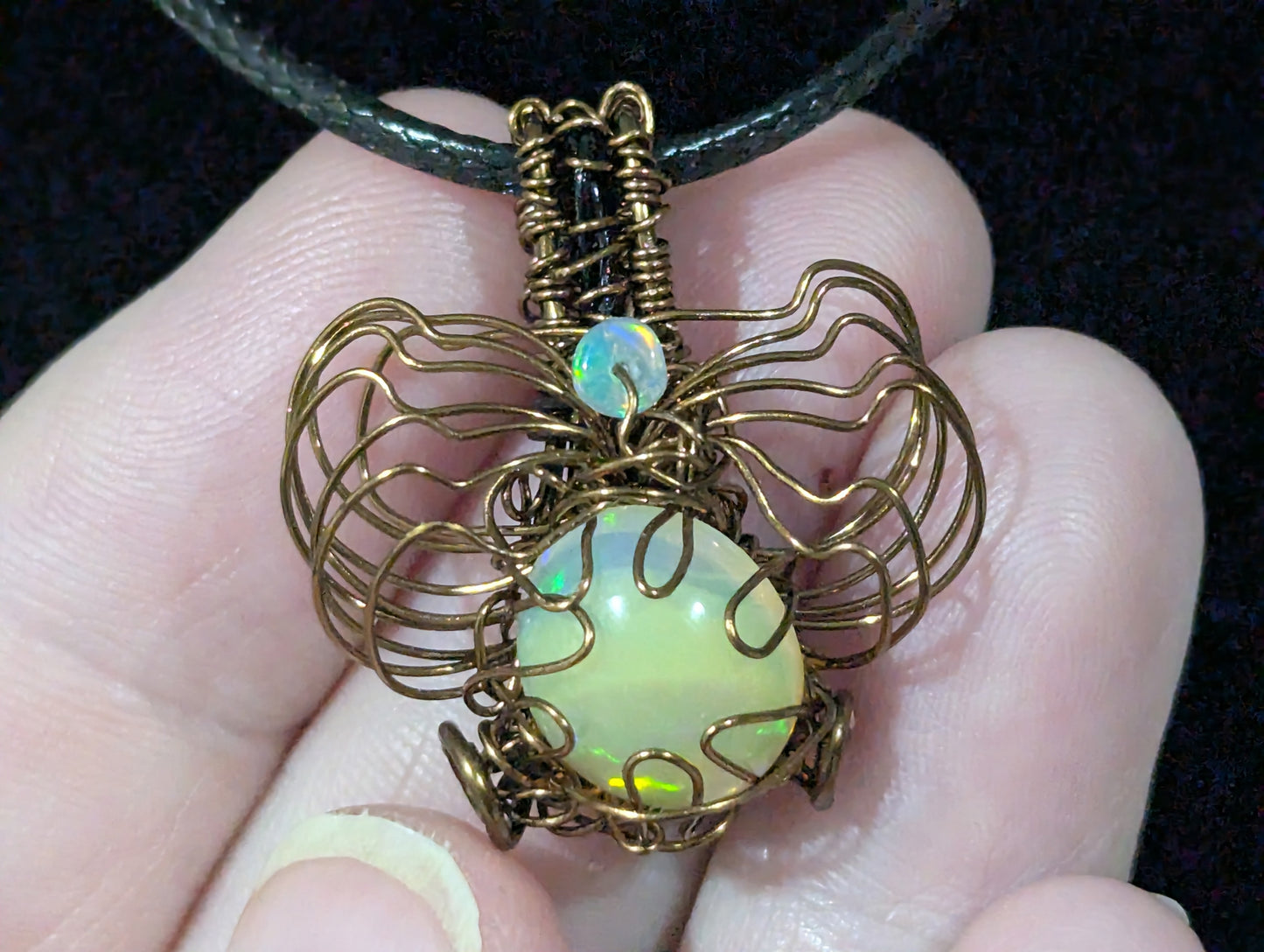 Wire Wrapped Fire Opal Pendant