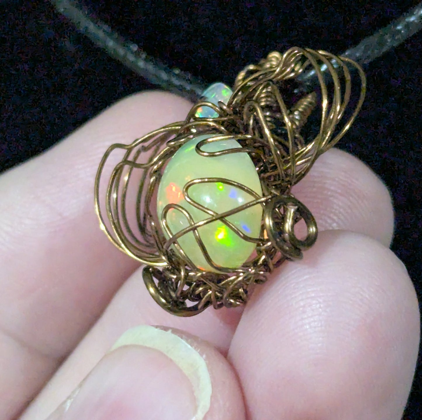 Wire Wrapped Fire Opal Pendant