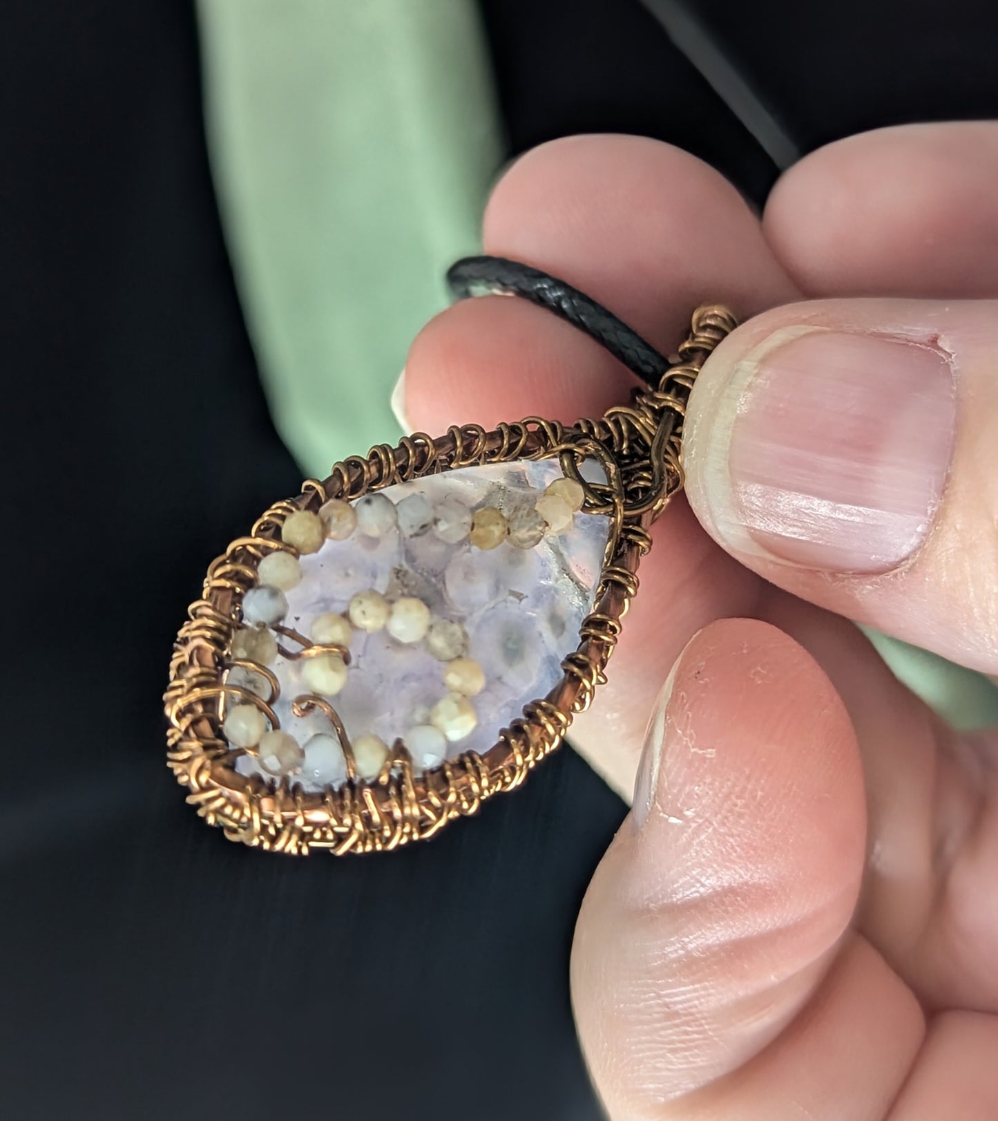 Wire Wrapped Grape Agate Pendant
