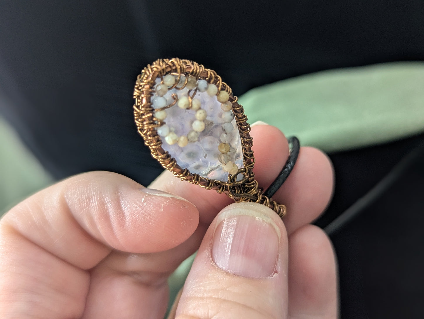 Wire Wrapped Grape Agate Pendant
