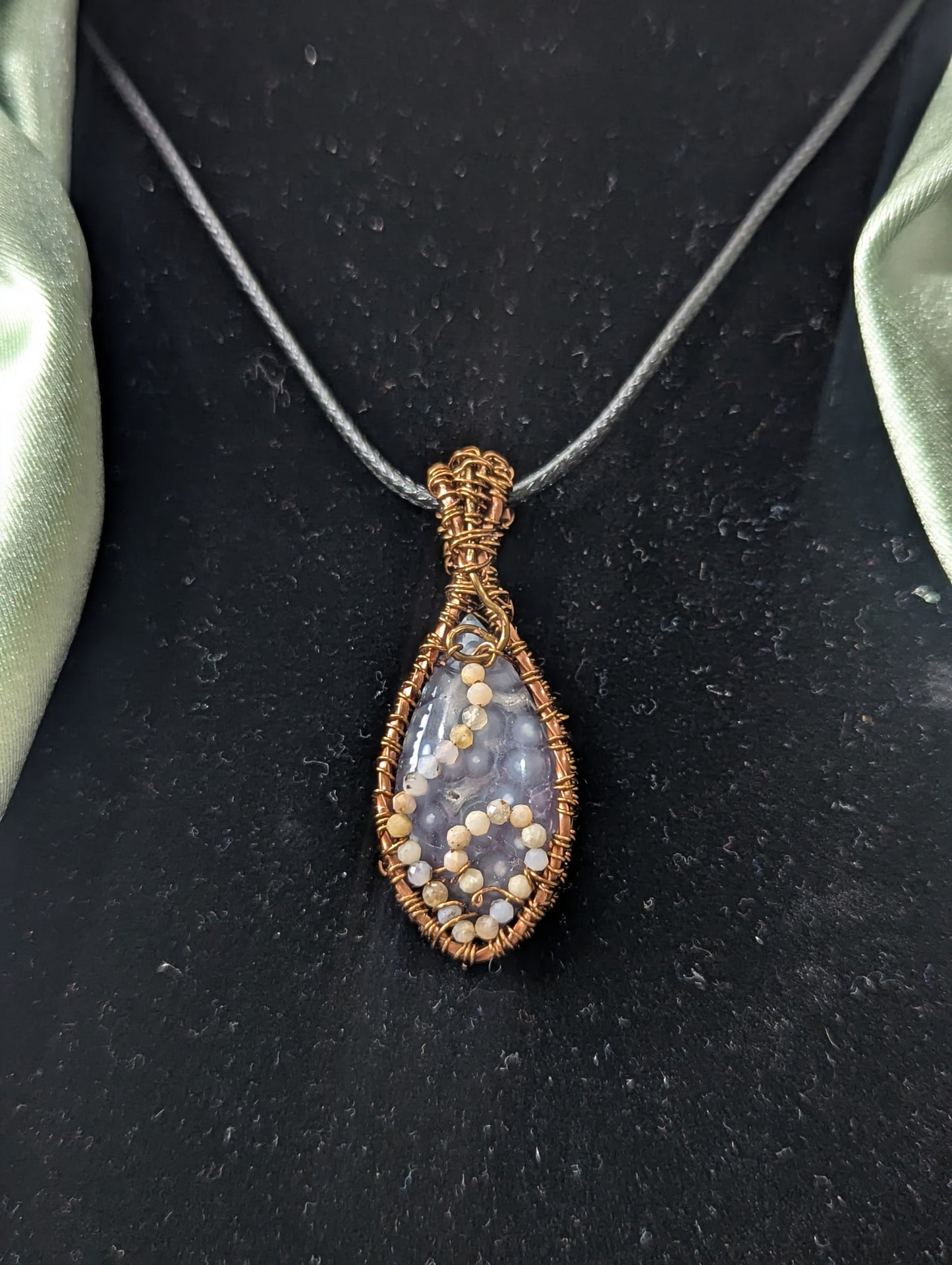 Wire Wrapped Grape Agate Pendant