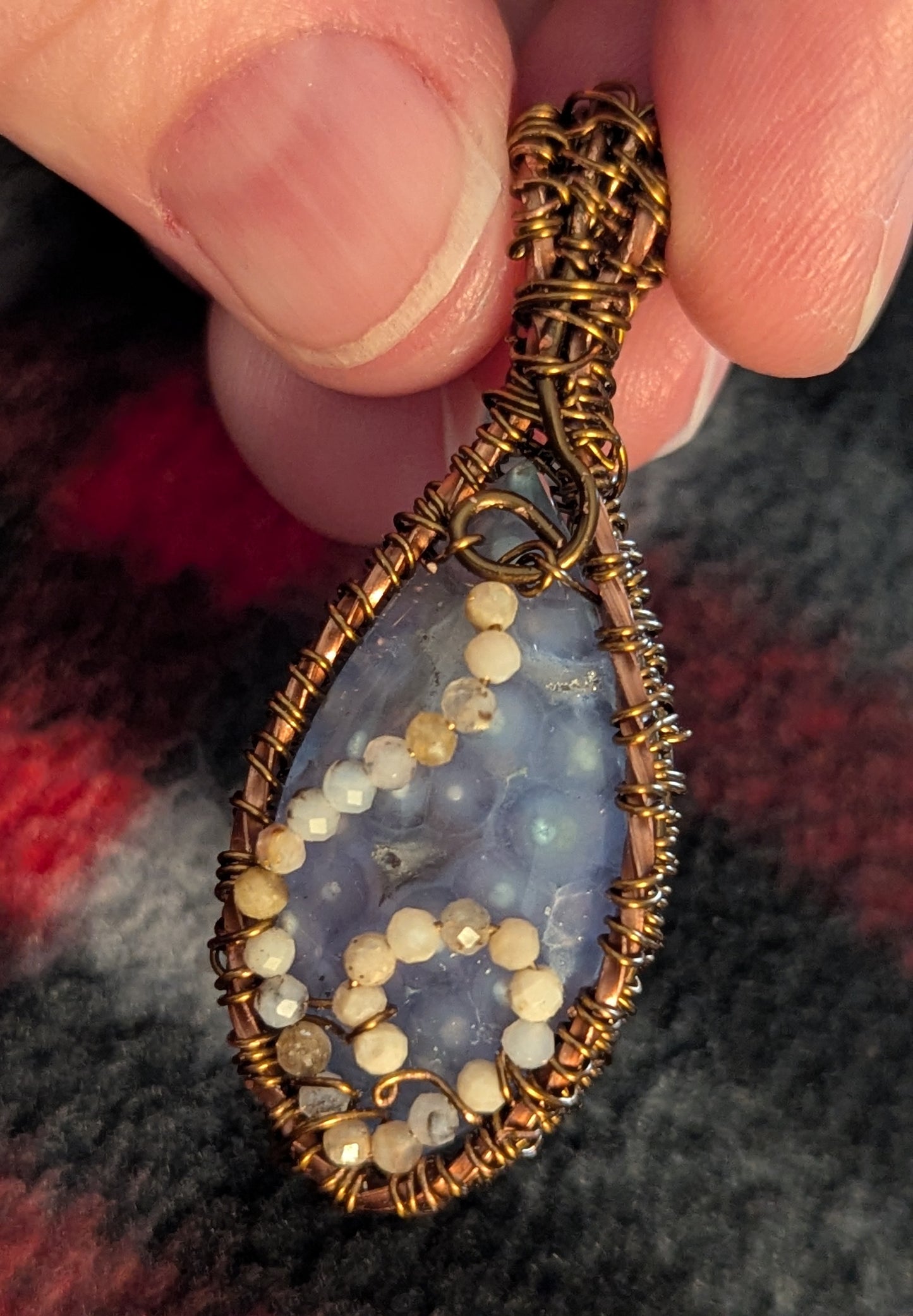 Wire Wrapped Grape Agate Pendant