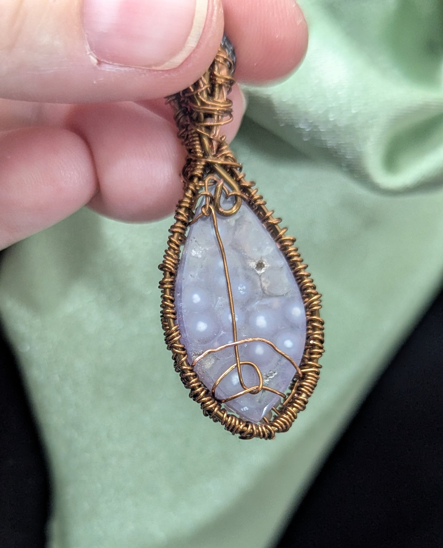 Wire Wrapped Grape Agate Pendant
