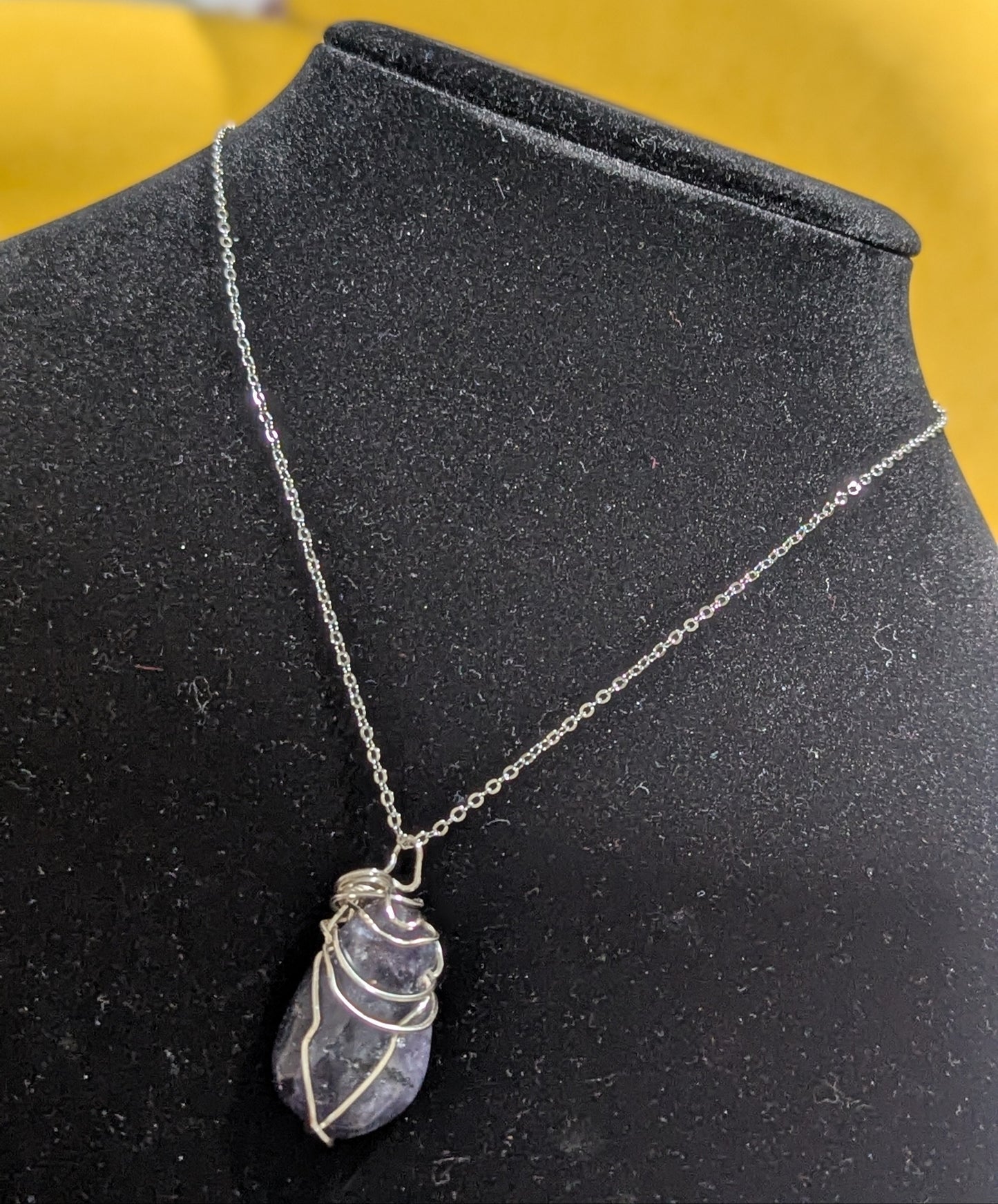 Wire Wrapped Iolite Pendant