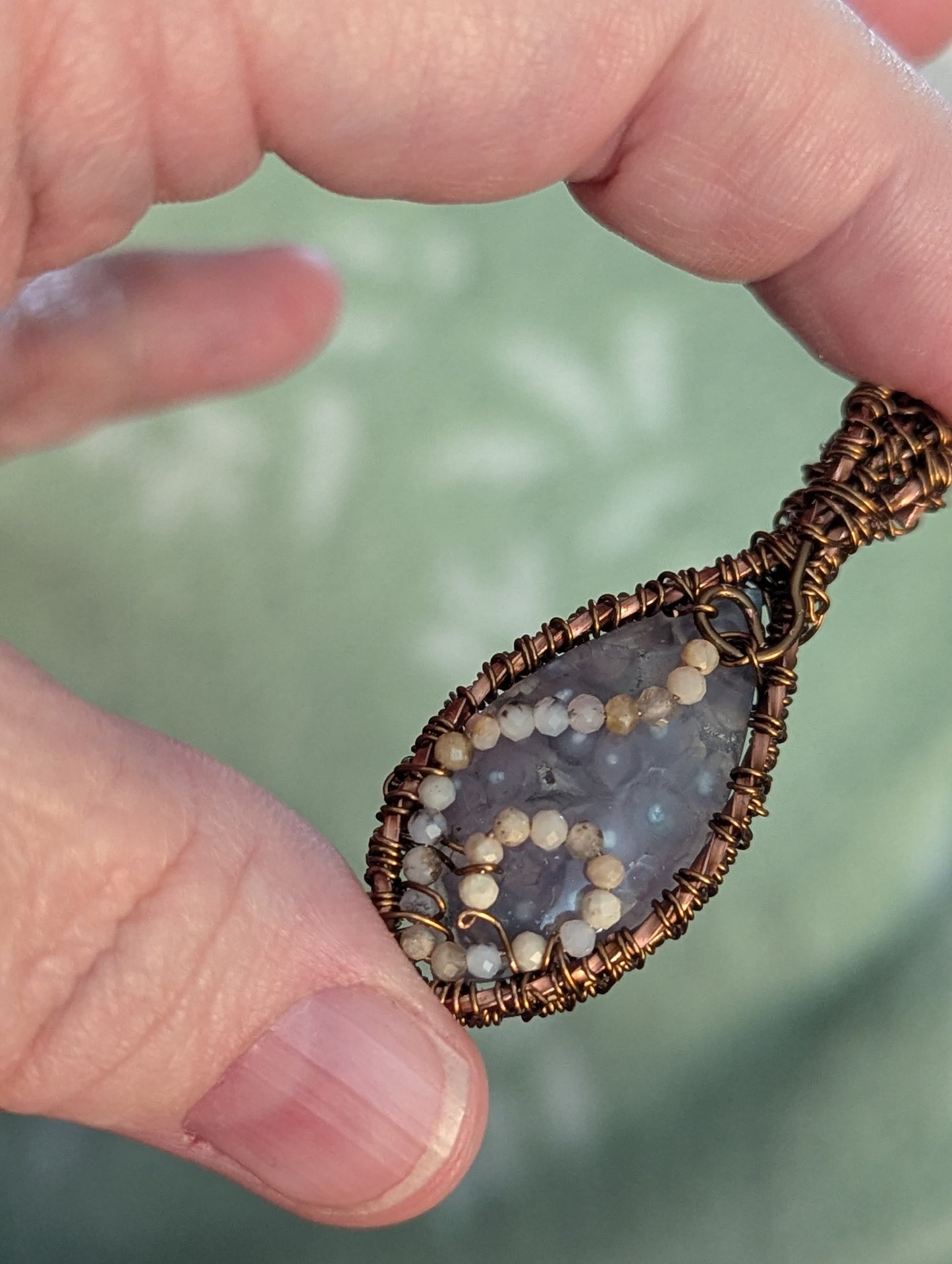 Wire Wrapped Grape Agate Pendant