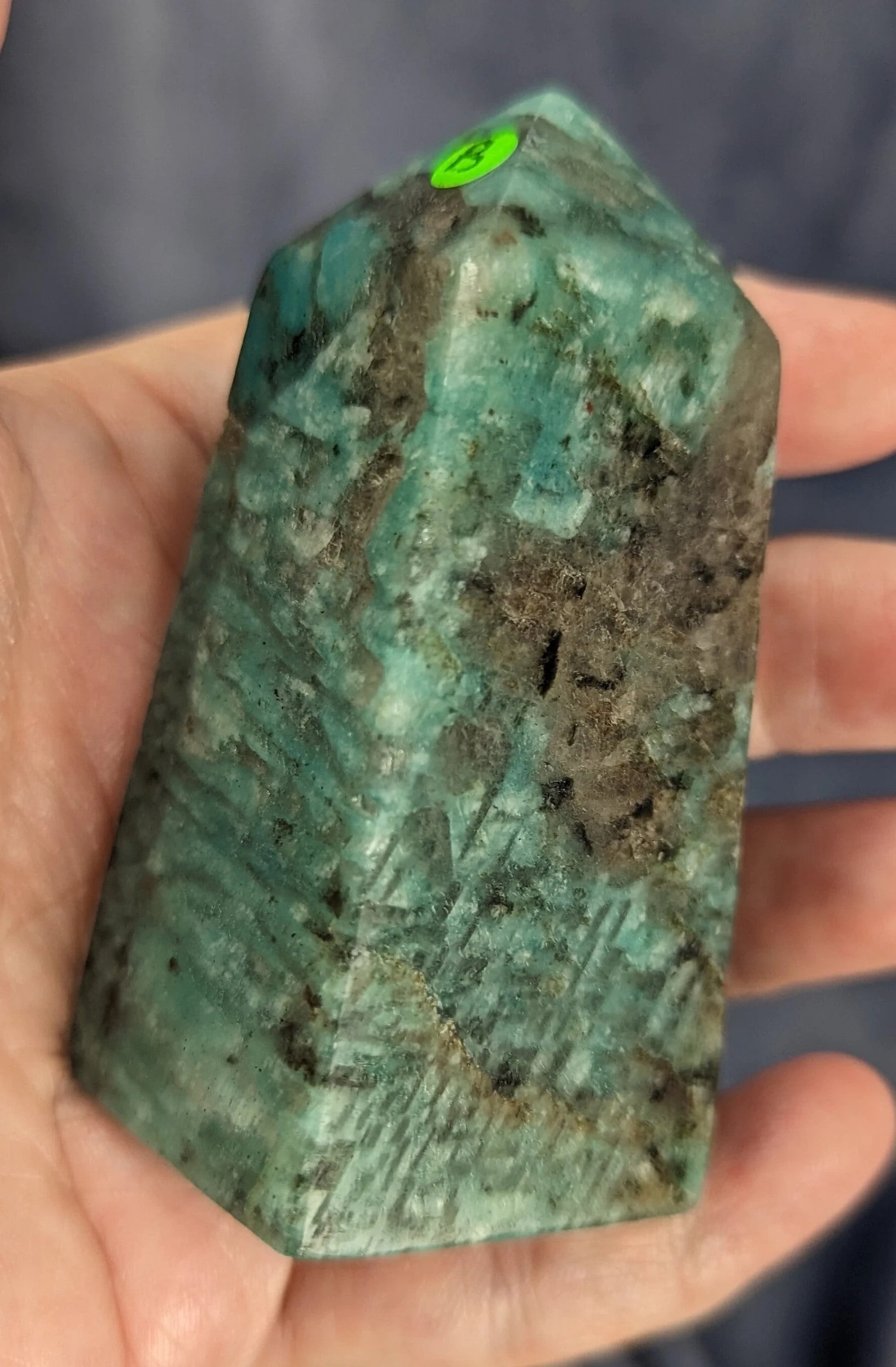 Amazonite Tower with Smoky Quartz