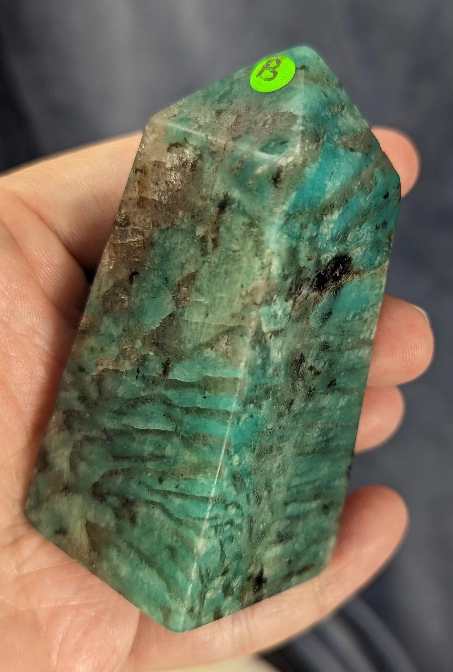 Amazonite Tower with Smoky Quartz