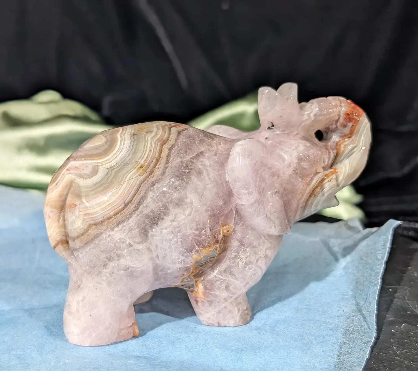 Hand Carved Amethyst Elephant Figurine