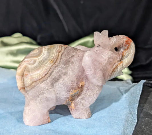 Hand Carved Amethyst Elephant Figurine