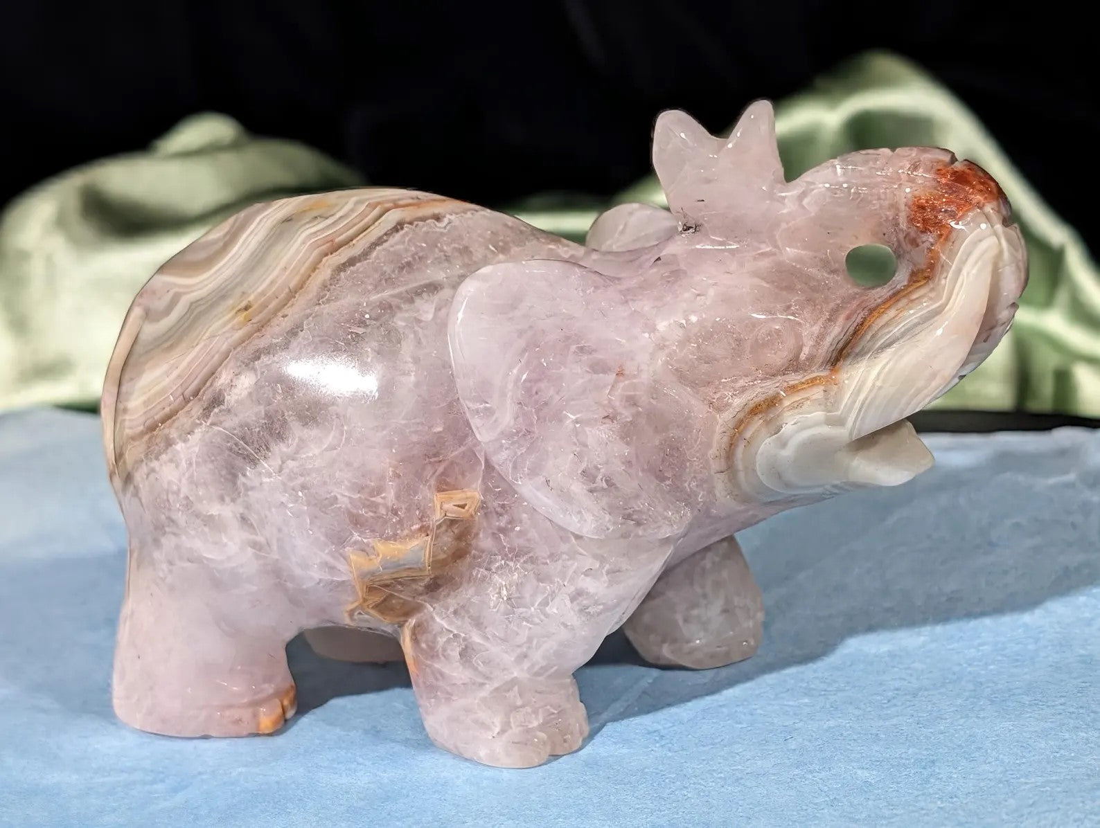 Hand Carved Amethyst Elephant Figurine