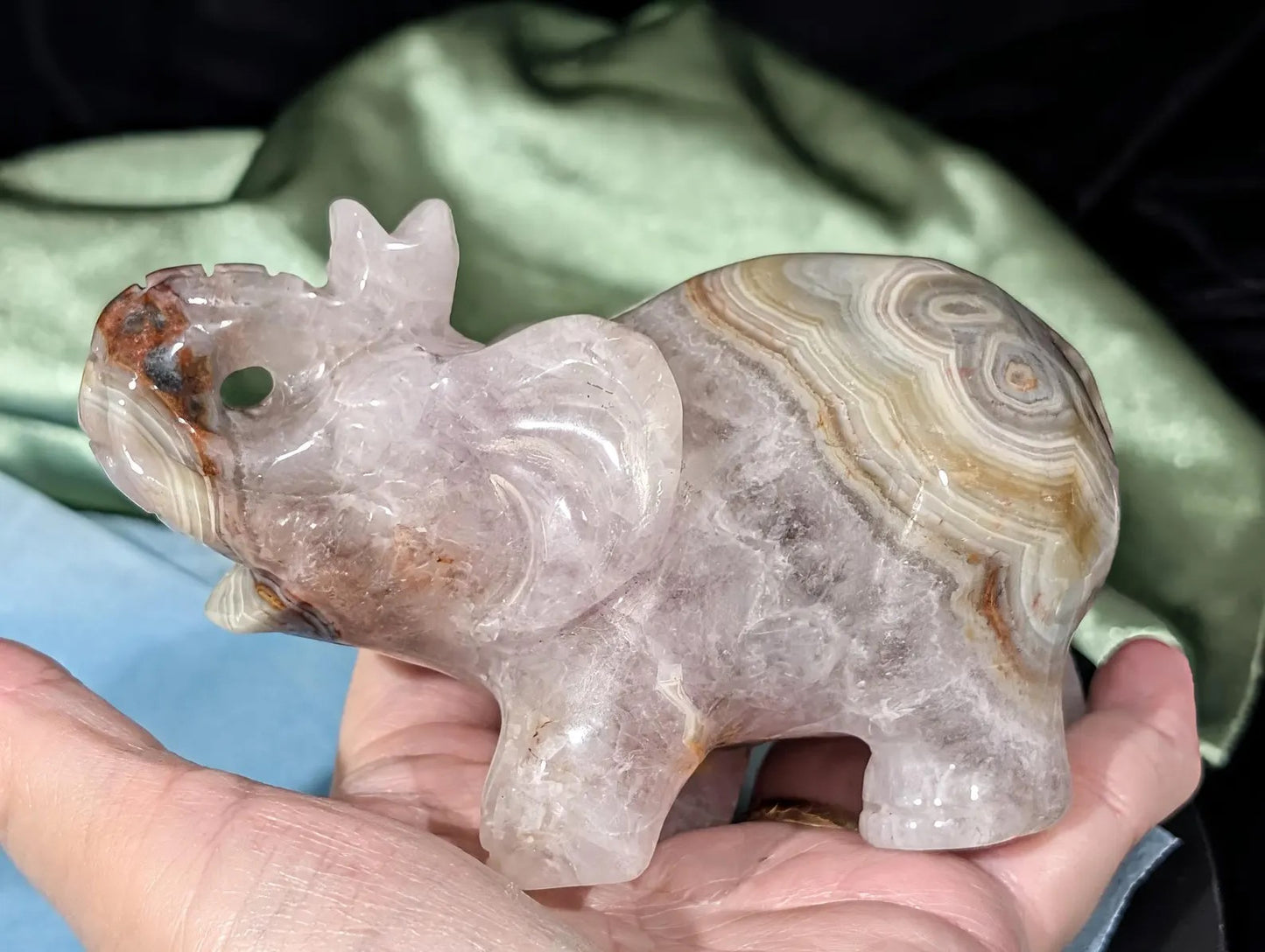 Hand Carved Amethyst Elephant Figurine