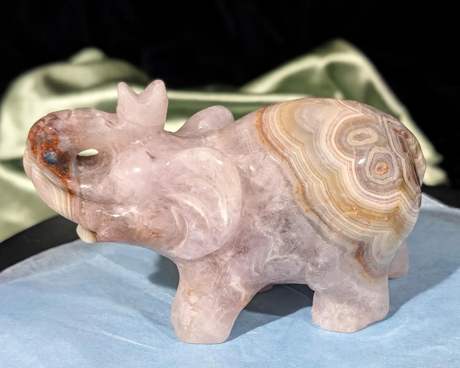 Hand Carved Amethyst Elephant Figurine