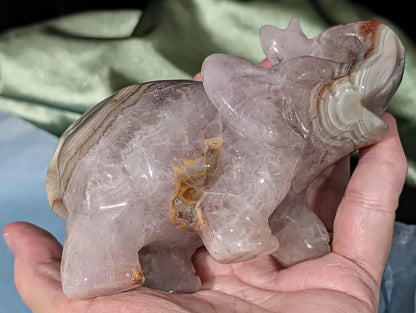 Hand Carved Amethyst Elephant Figurine
