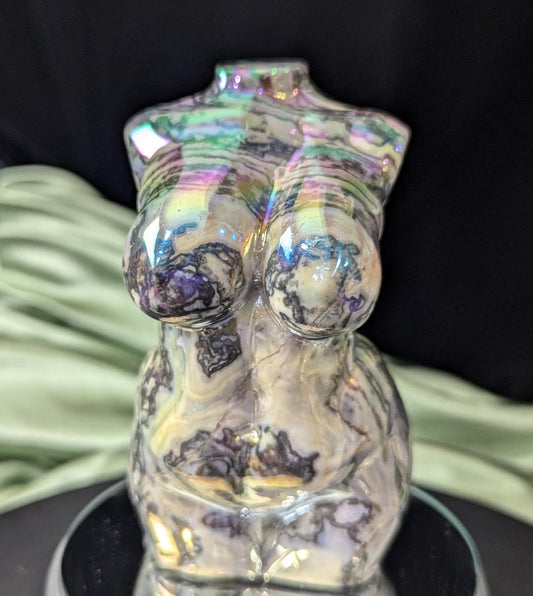 Aura Coated Spiderweb Jasper Lady Body Figurine